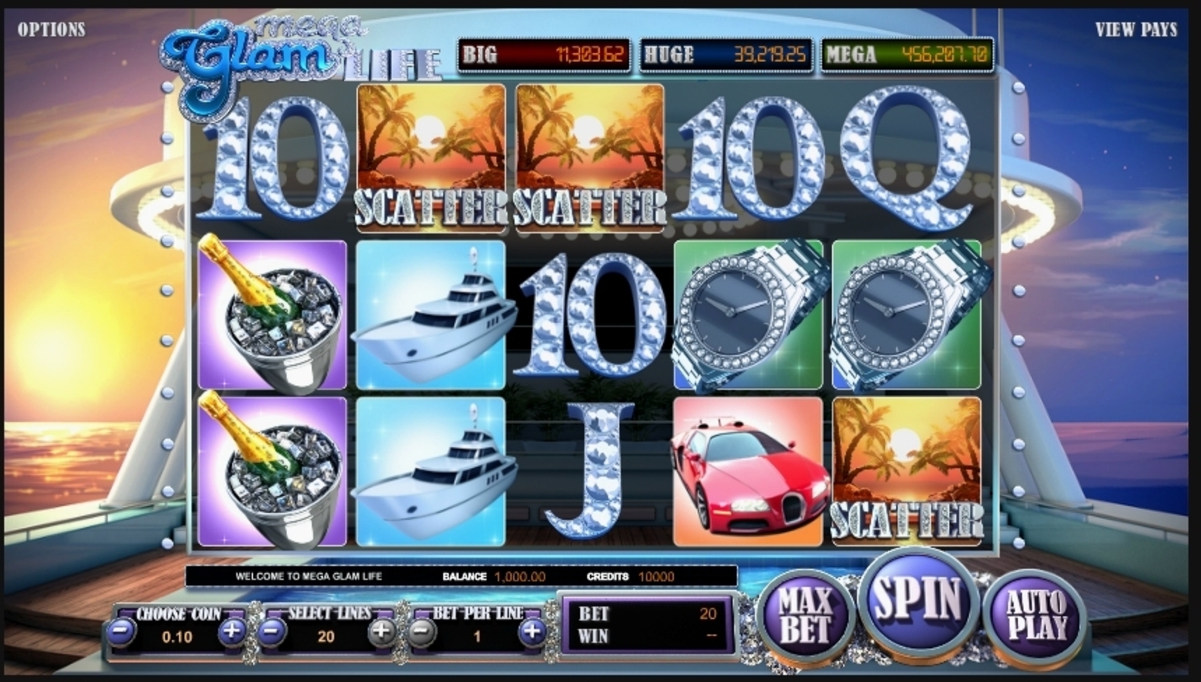 Reels in Mega Glam Life Slot Game by Betsoft