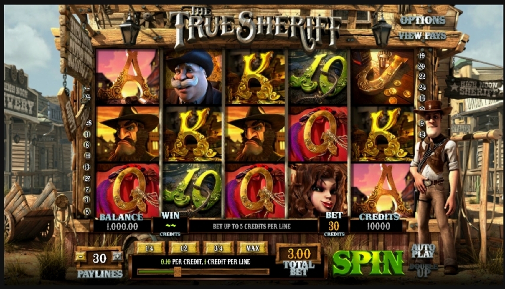 Reels in True Sheriff Slot Game by Betsoft
