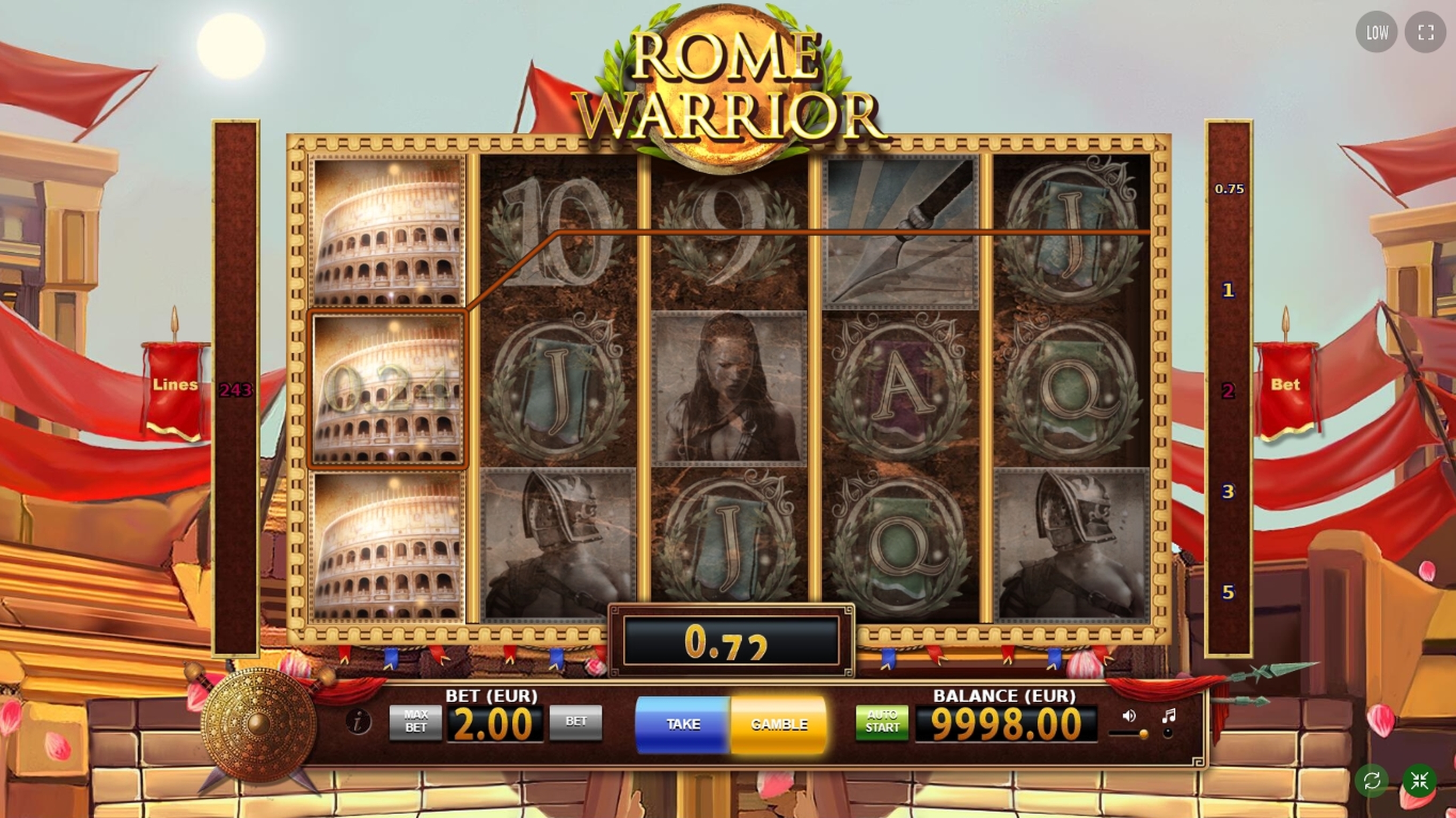 Win Money in Rome Warrior Free Slot Game by BF Games