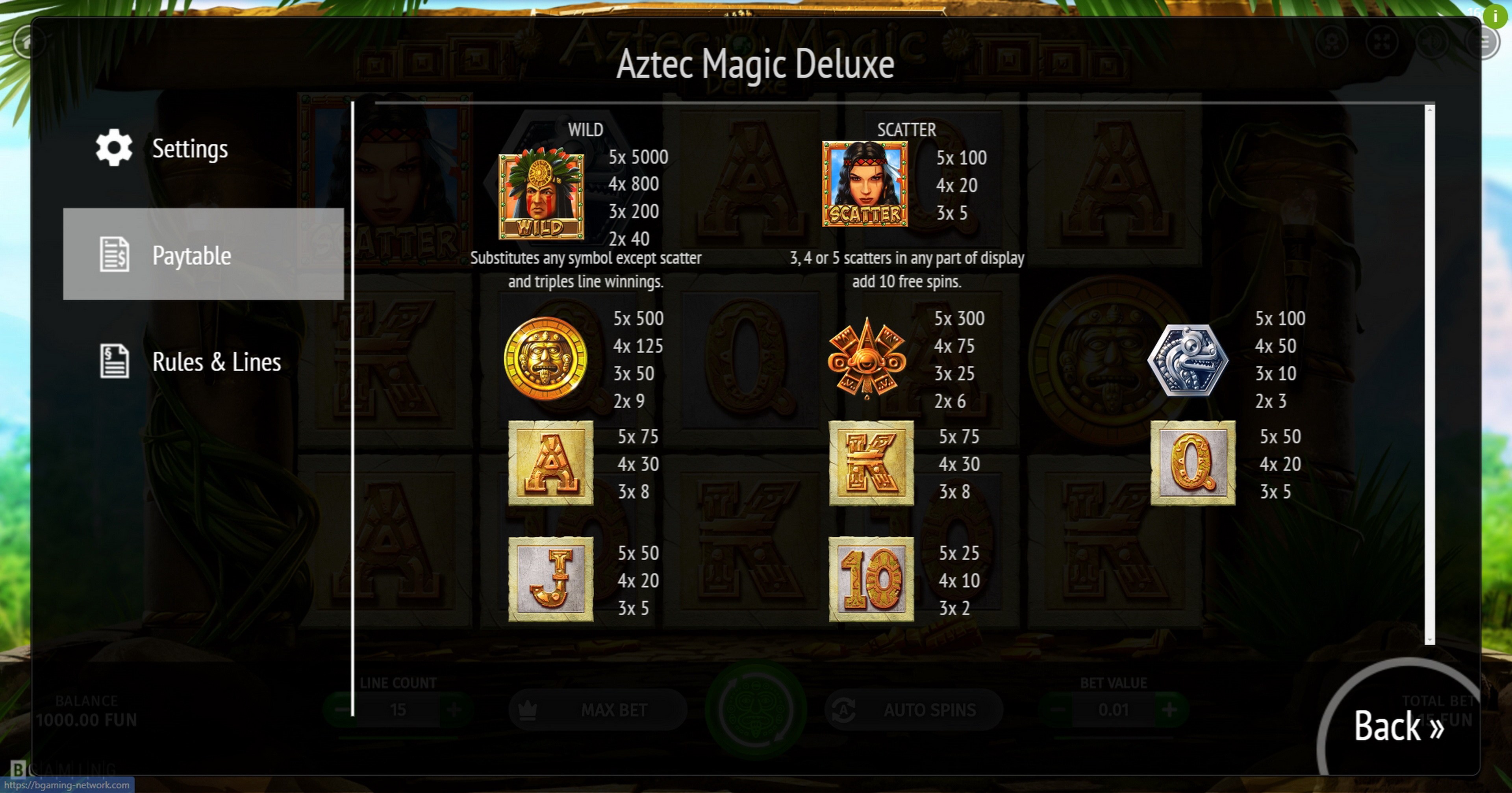 Info of Aztec Magic Deluxe Slot Game by BGAMING