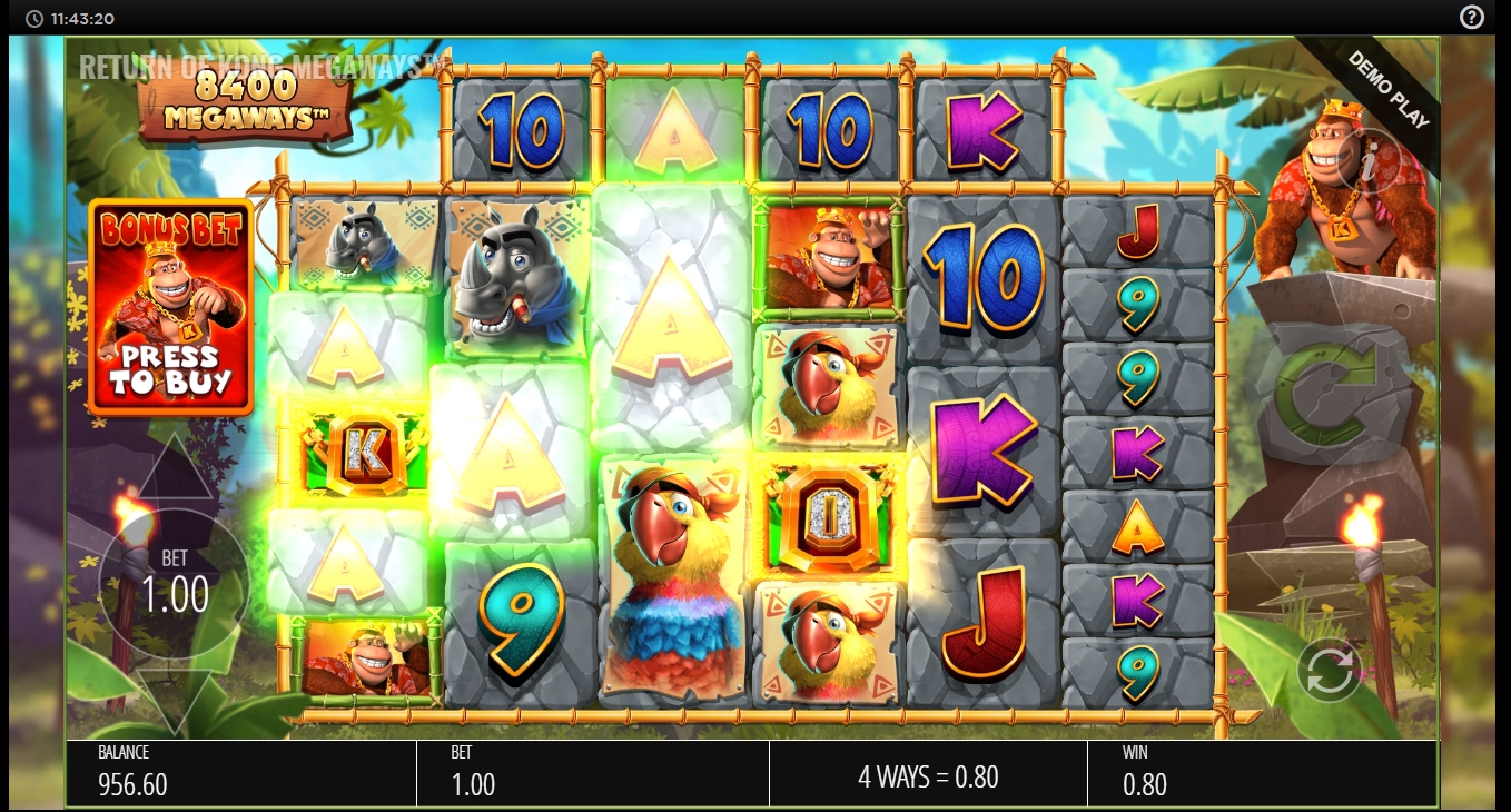 Win Money in Return of Kong Megaways Free Slot Game by Blueprint Gaming