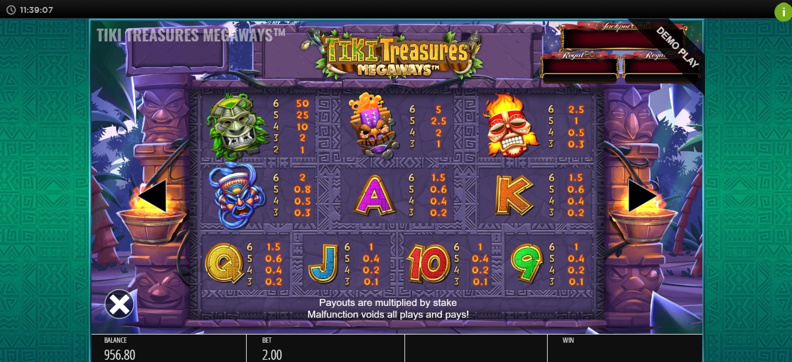 Info of Tiki Treasures Megaways Slot Game by Blueprint Gaming