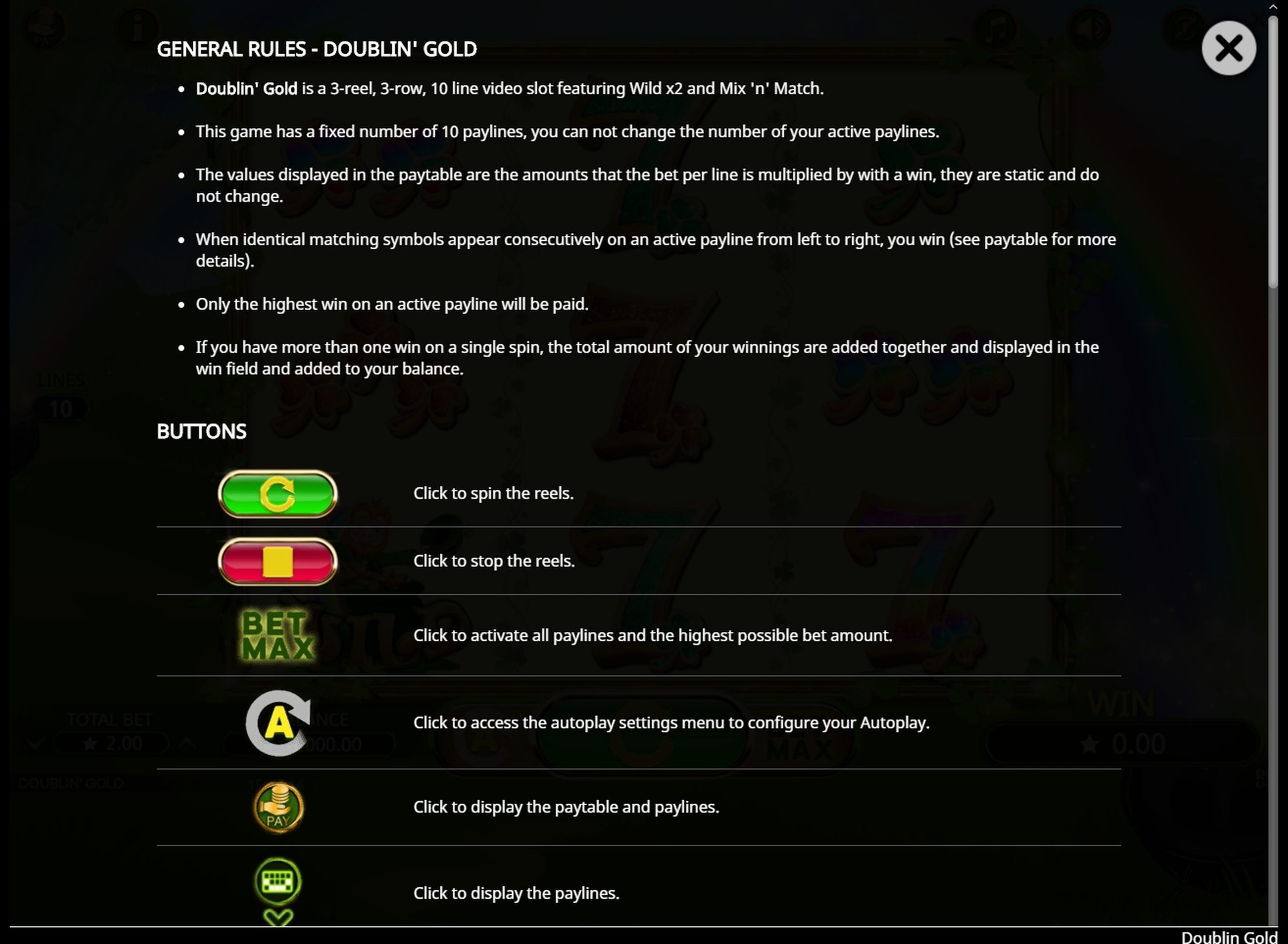 Info of Doublin Gold Slot Game by Booming Games