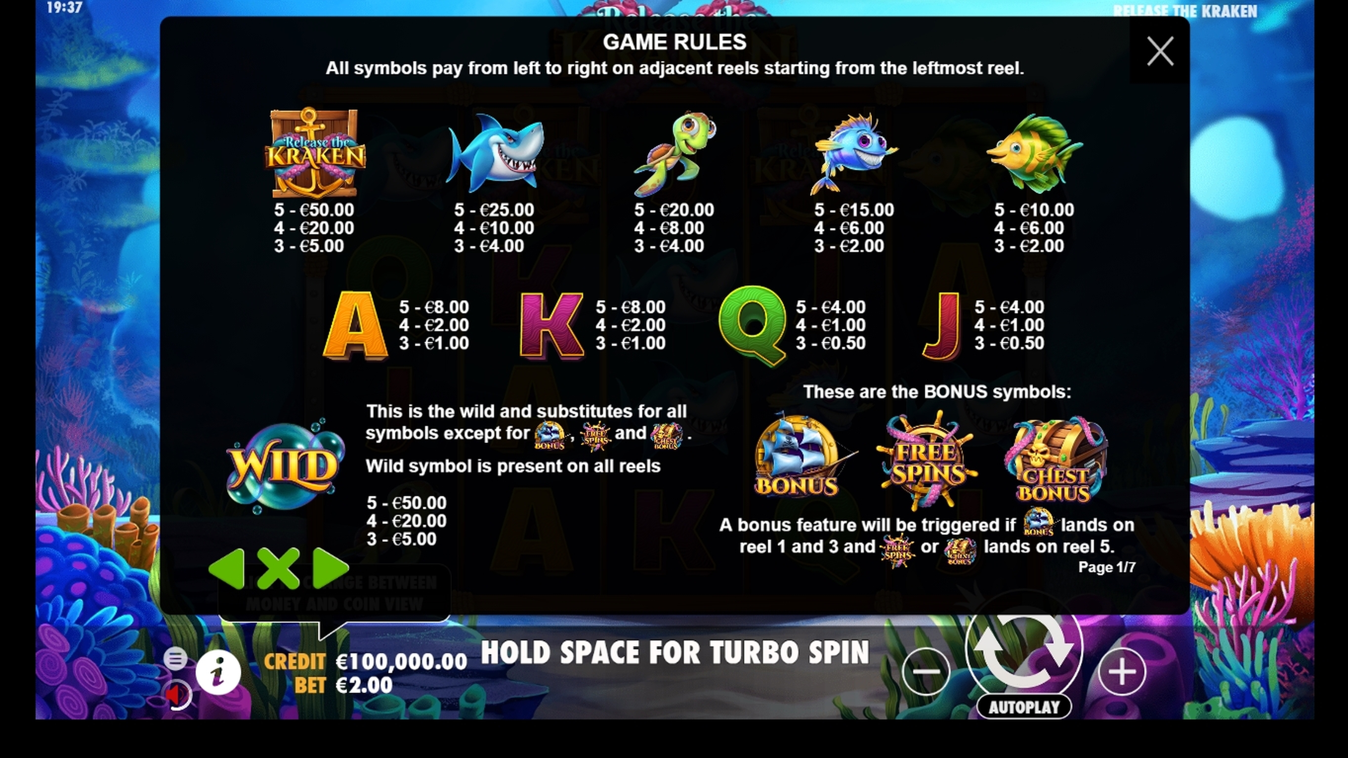 Info of Release the Kraken Slot Game by Cadillac Jack