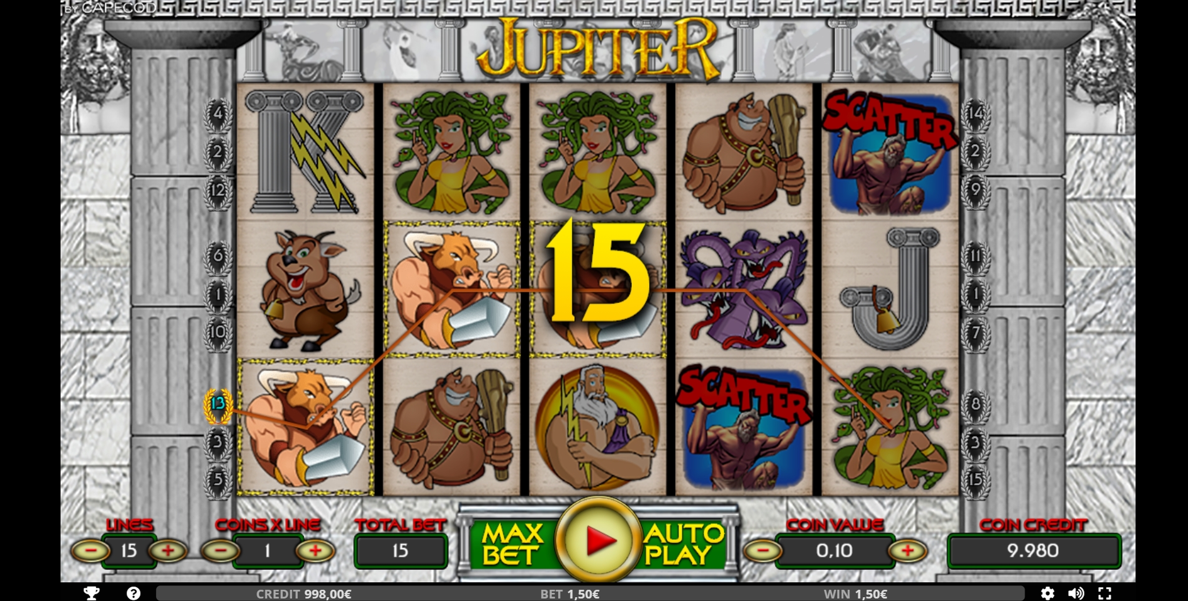 Win Money in Jupiter Free Slot Game by Capecod Gaming
