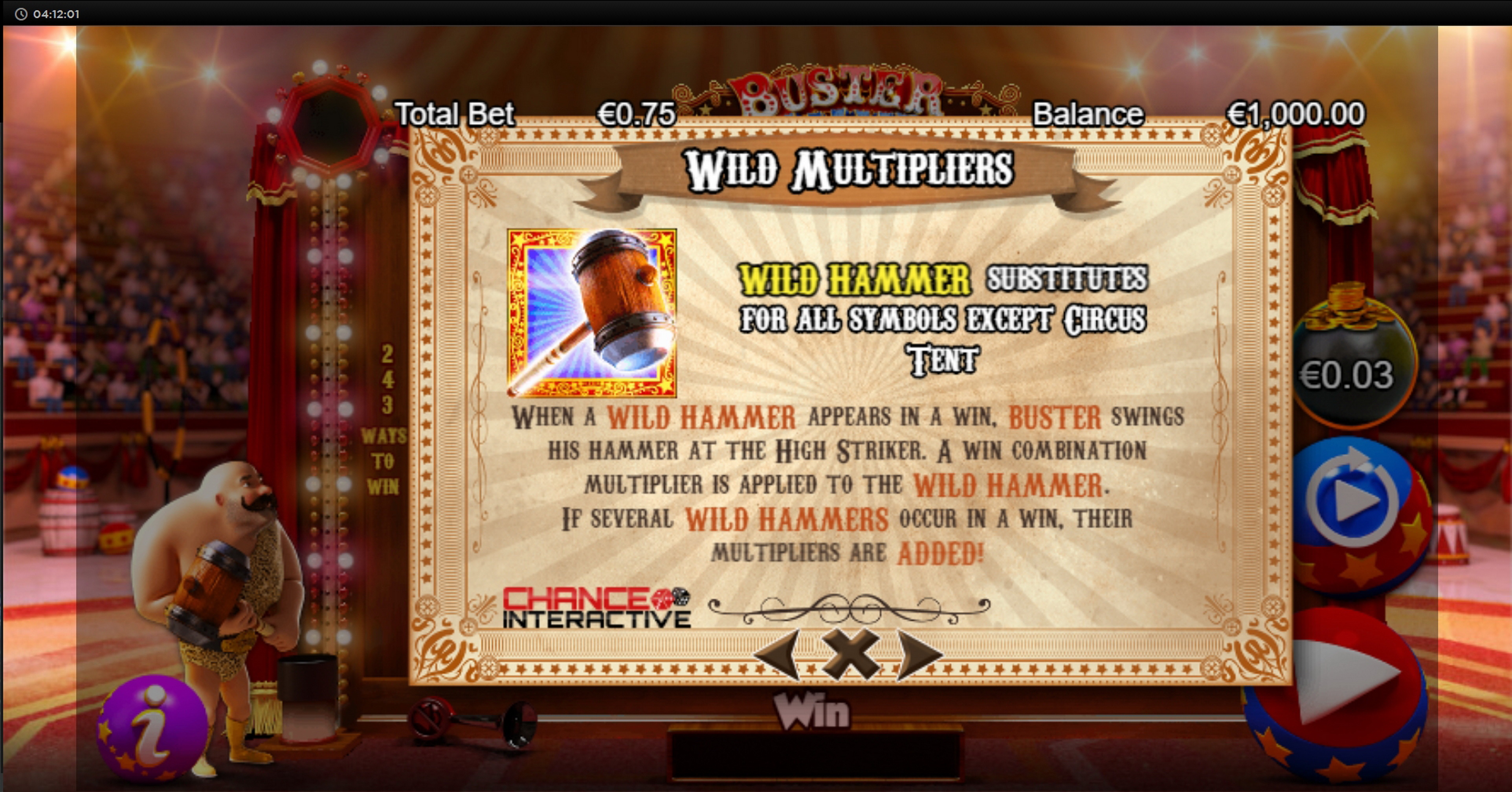 Info of Buster Hammer Slot Game by Chance Interactive