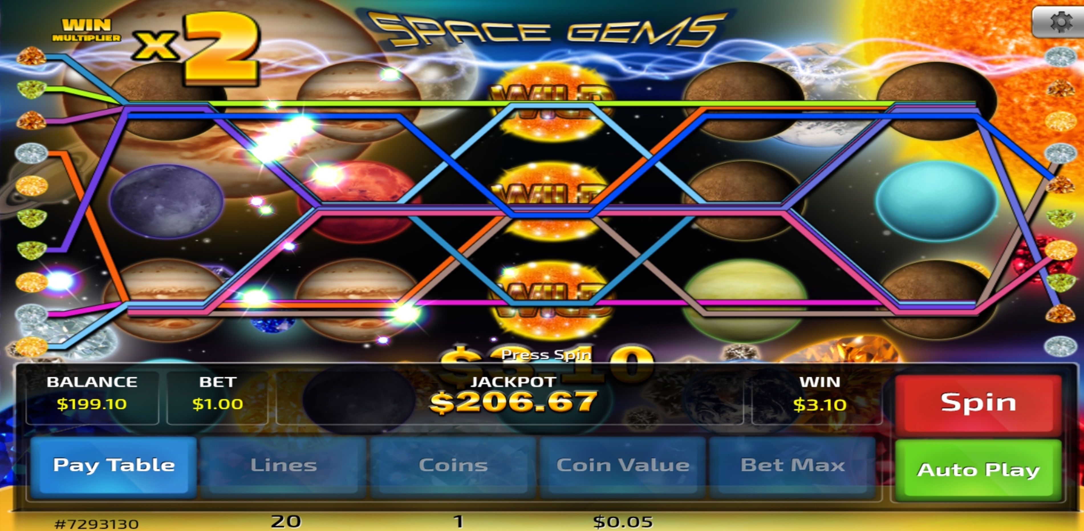 Win Money in Space Gems Free Slot Game by Concept Gaming