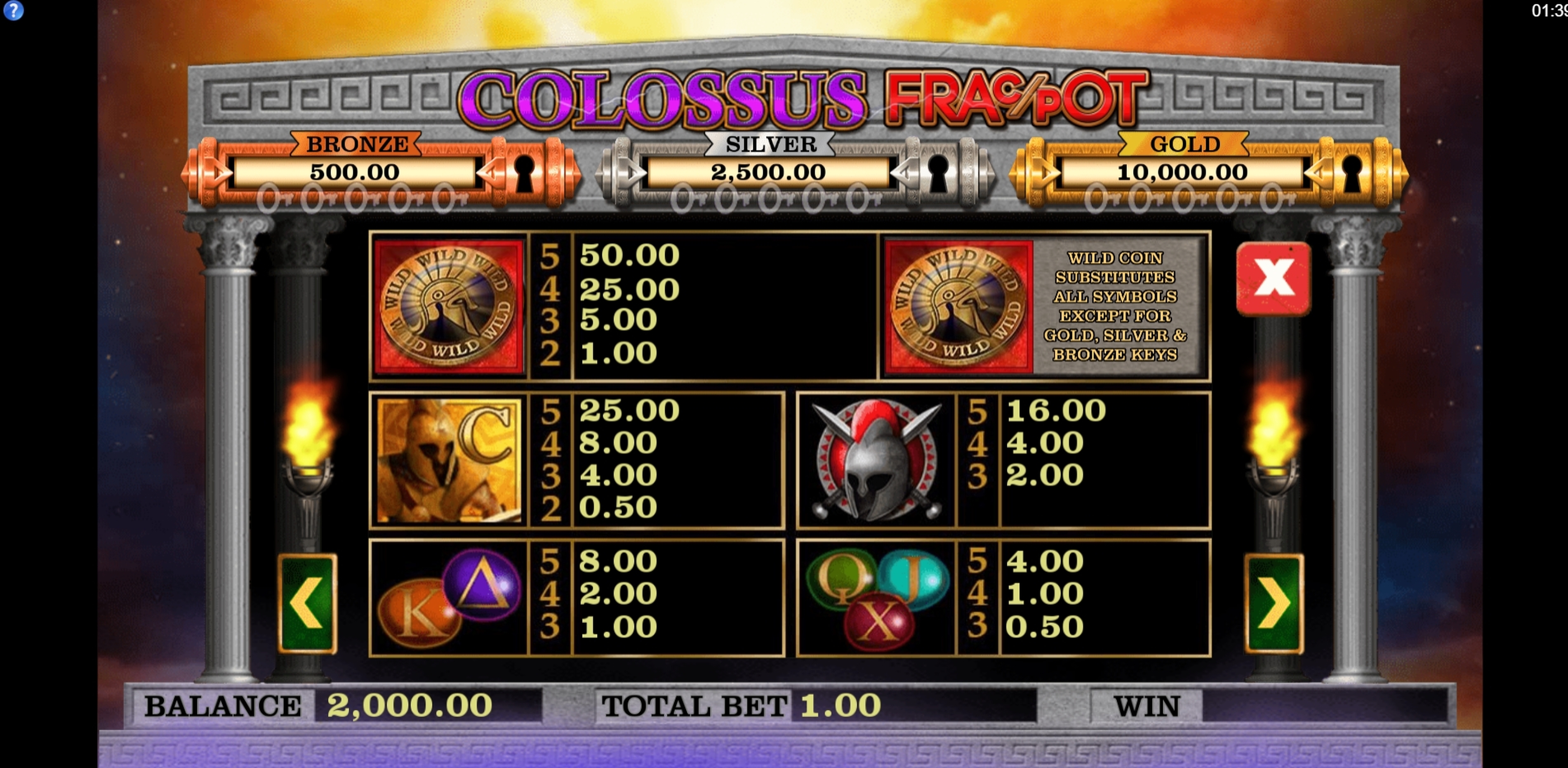 Info of Colossus Fracpot Slot Game by CORE Gaming