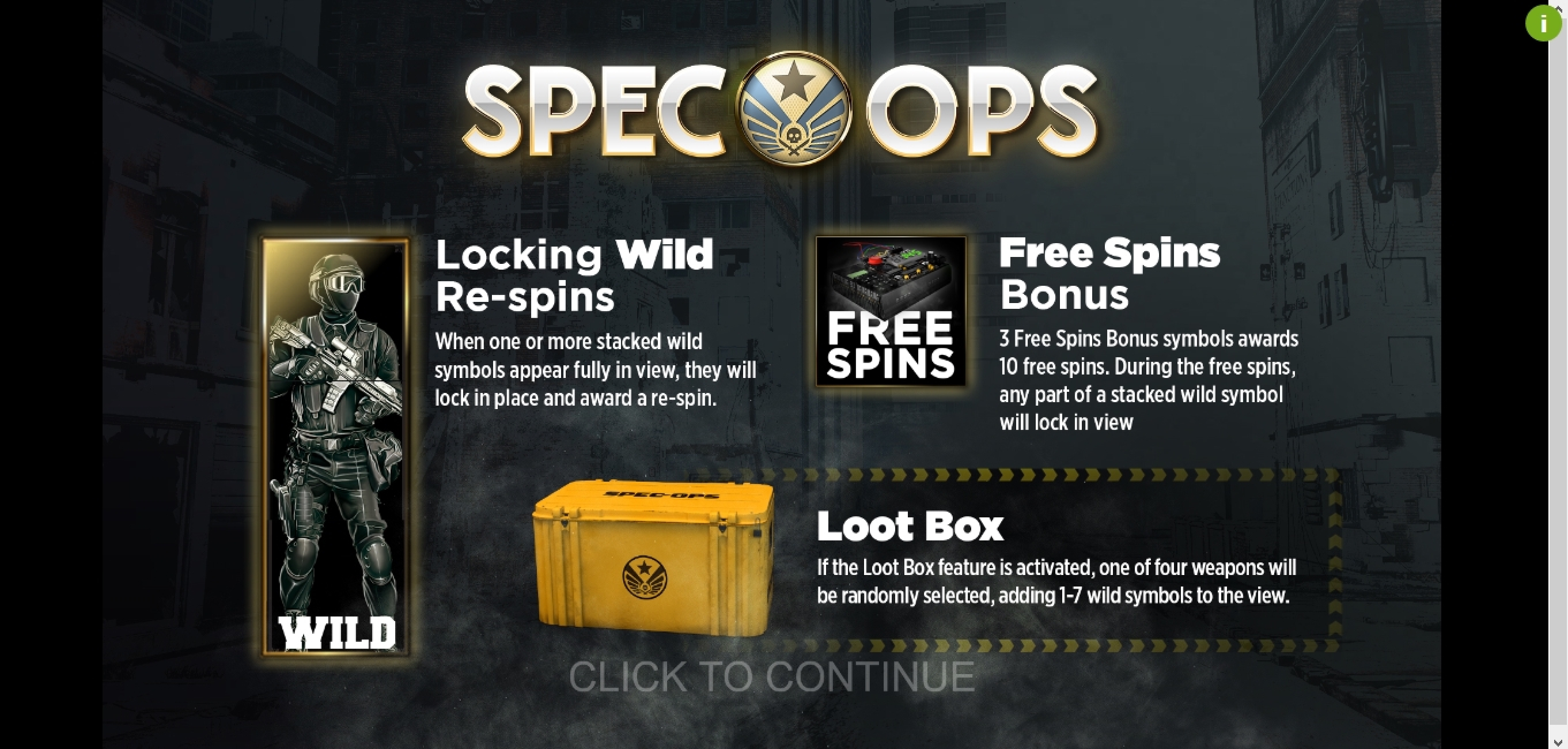 Play Spec-Ops Free Casino Slot Game by Cubeia