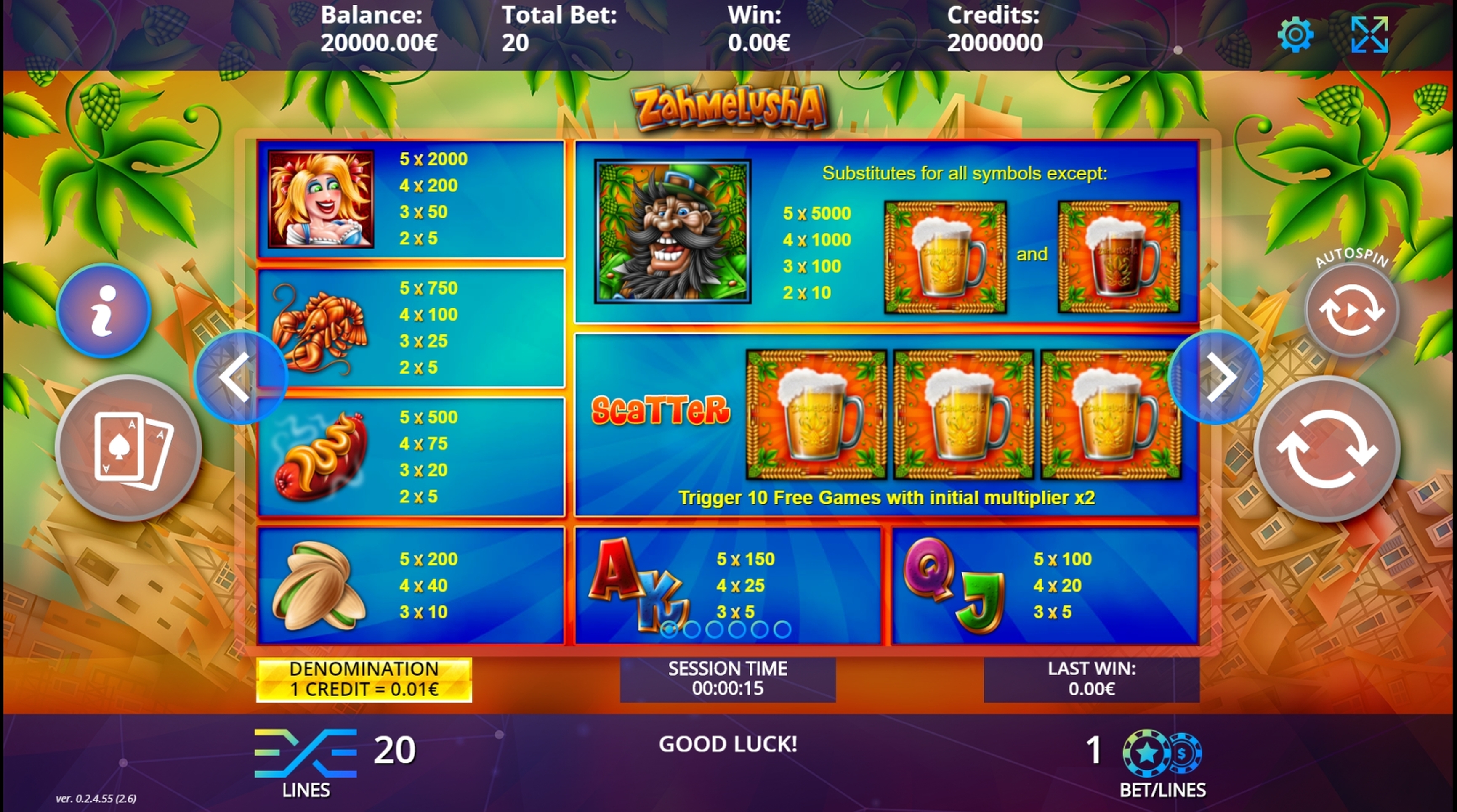 Info of Zahmelusha Slot Game by DLV