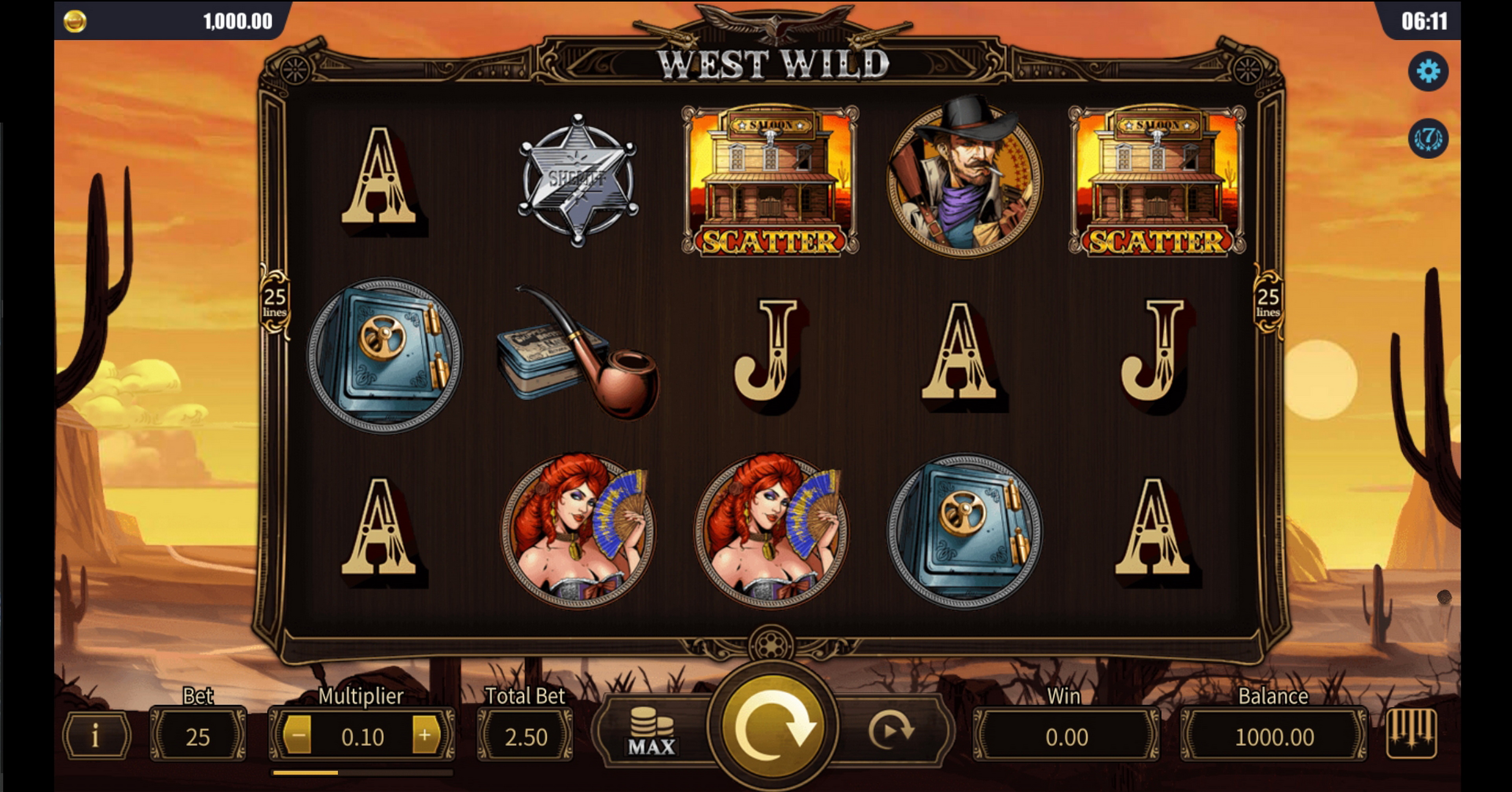 Reels in West Wild Slot Game by Dreamtech Gaming