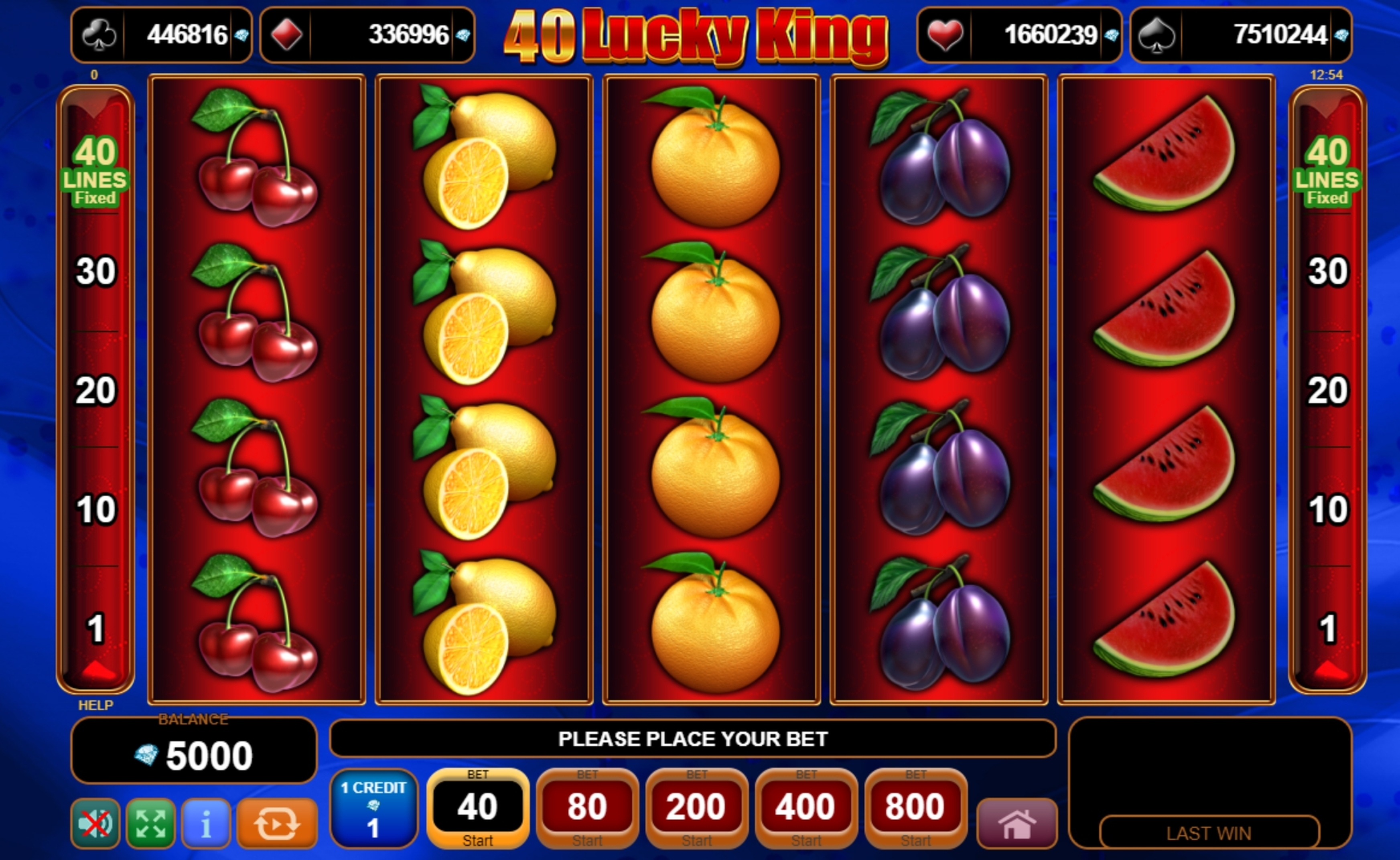 Reels in 40 Lucky King Slot Game by EGT