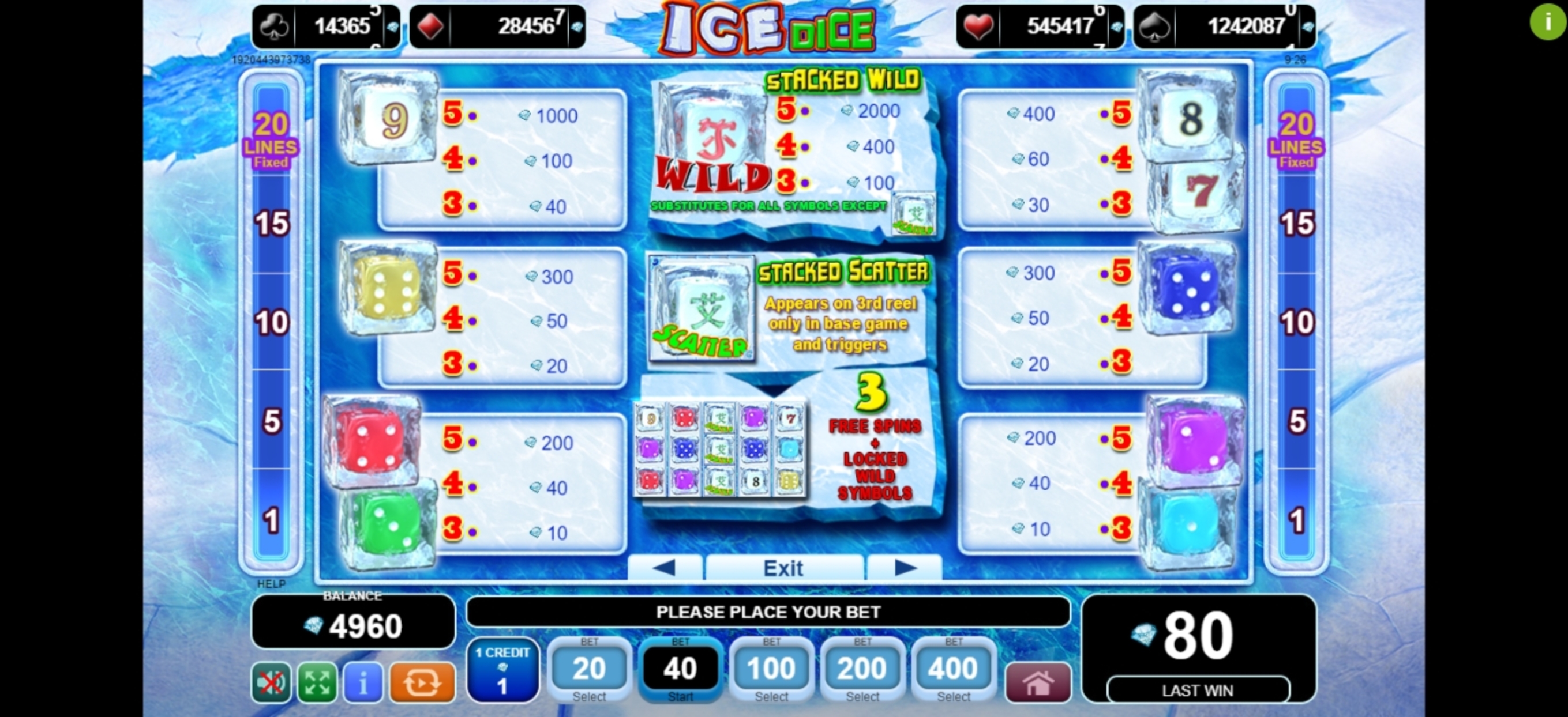 Info of Ice Dice Slot Game by EGT