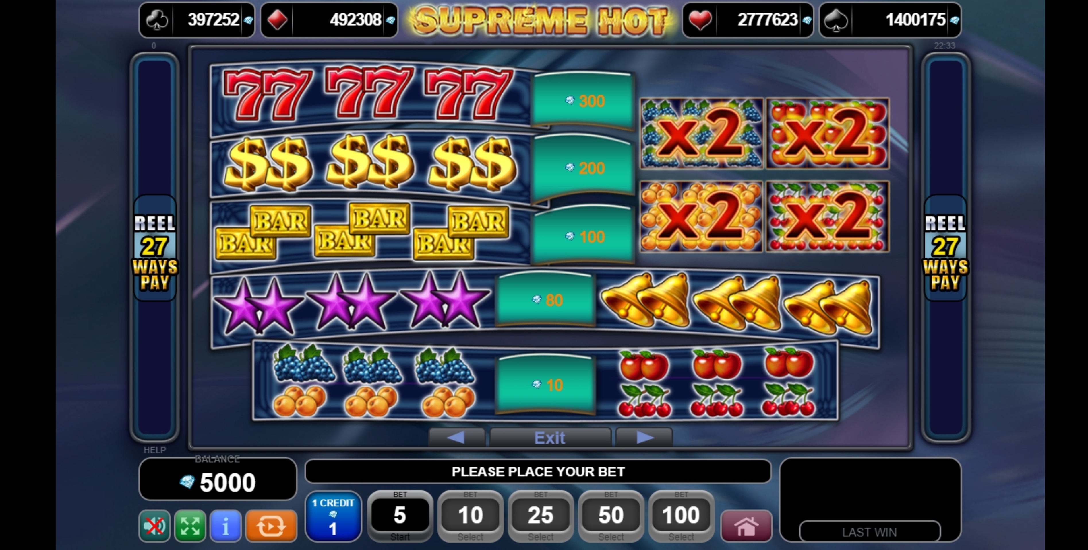 Info of Supreme Hot Slot Game by EGT