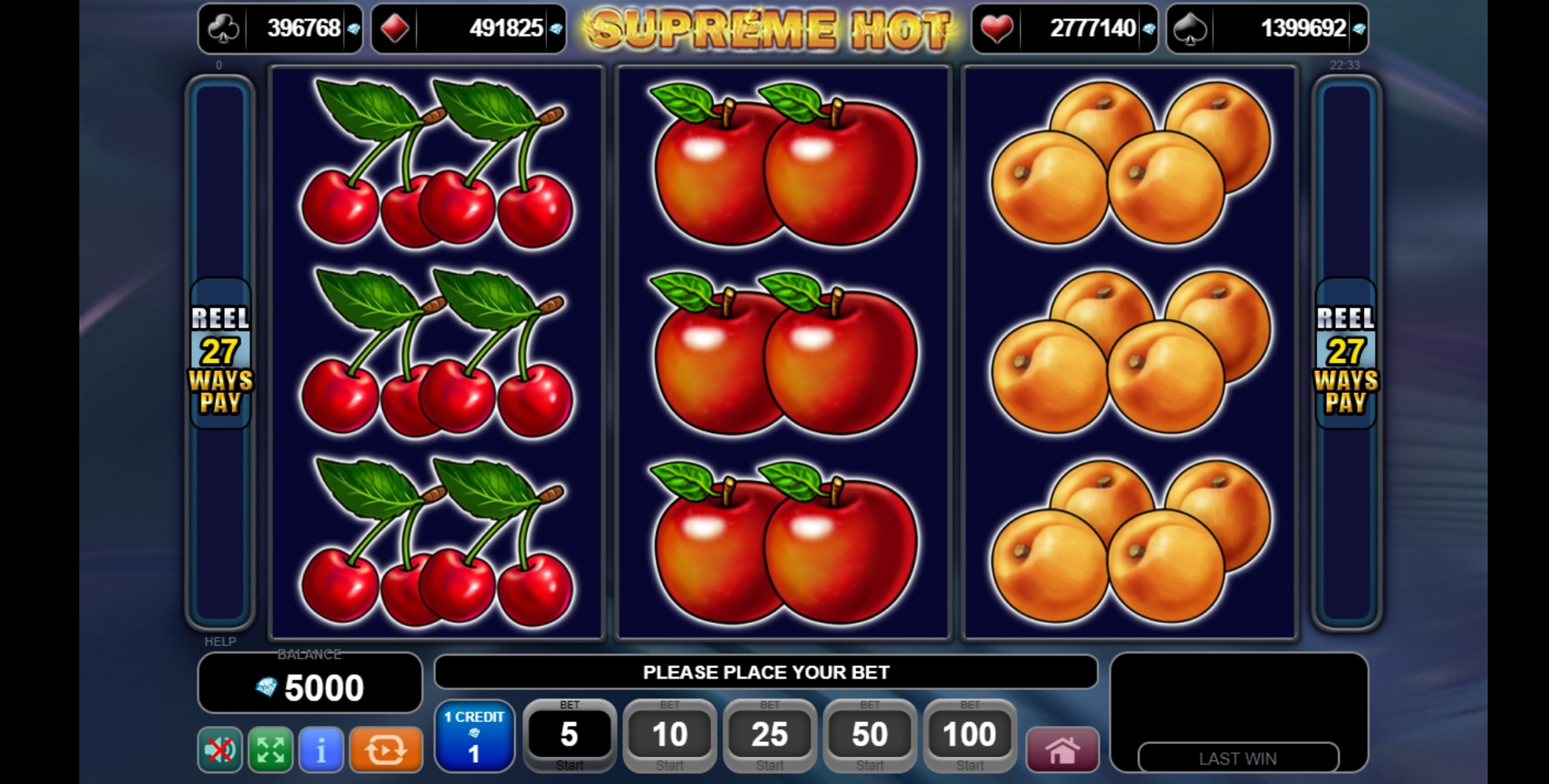 Reels in Supreme Hot Slot Game by EGT