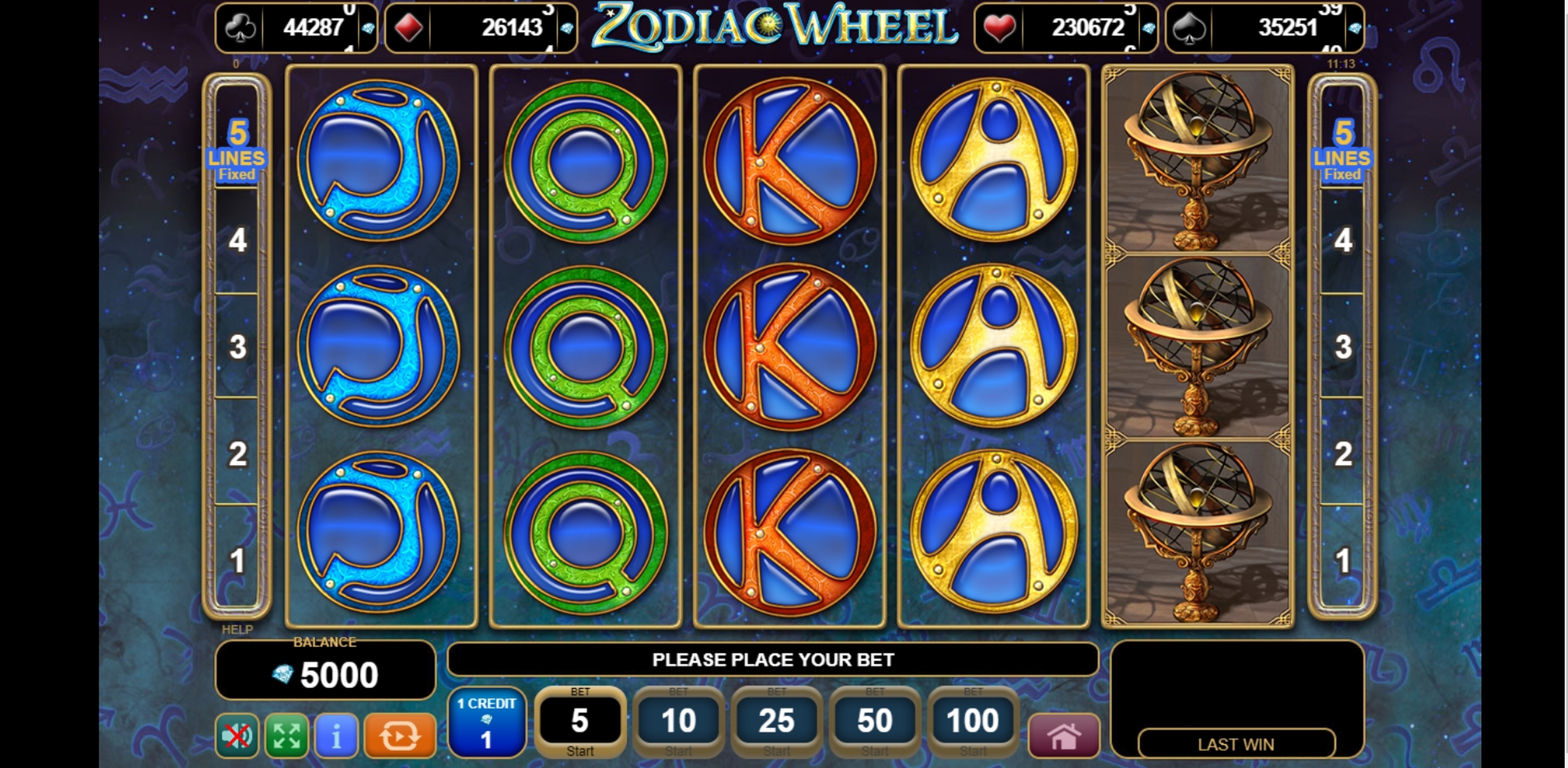 Reels in Zodiac Wheel Slot Game by EGT
