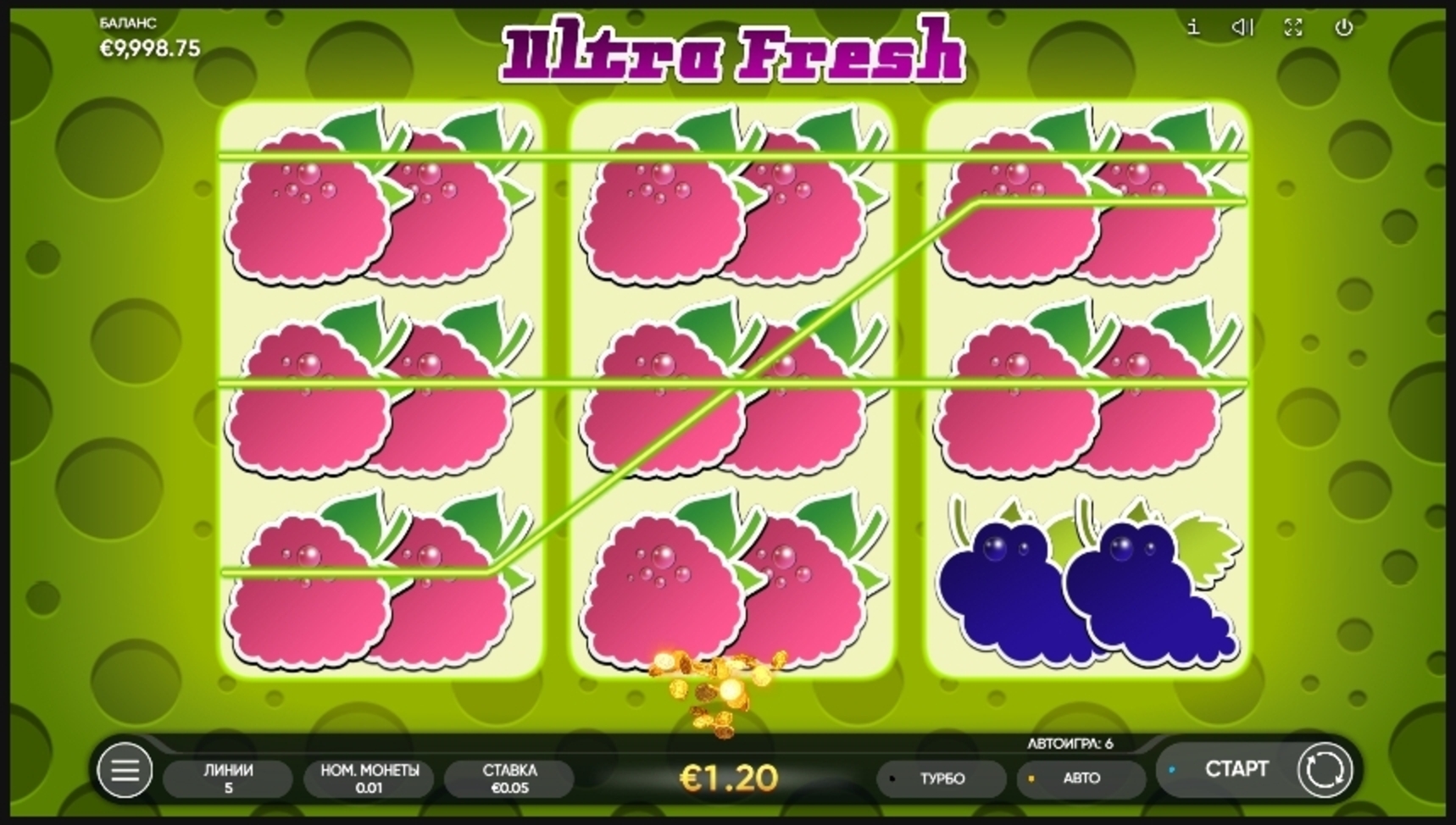 Win Money in Ultra Fresh Free Slot Game by Endorphina