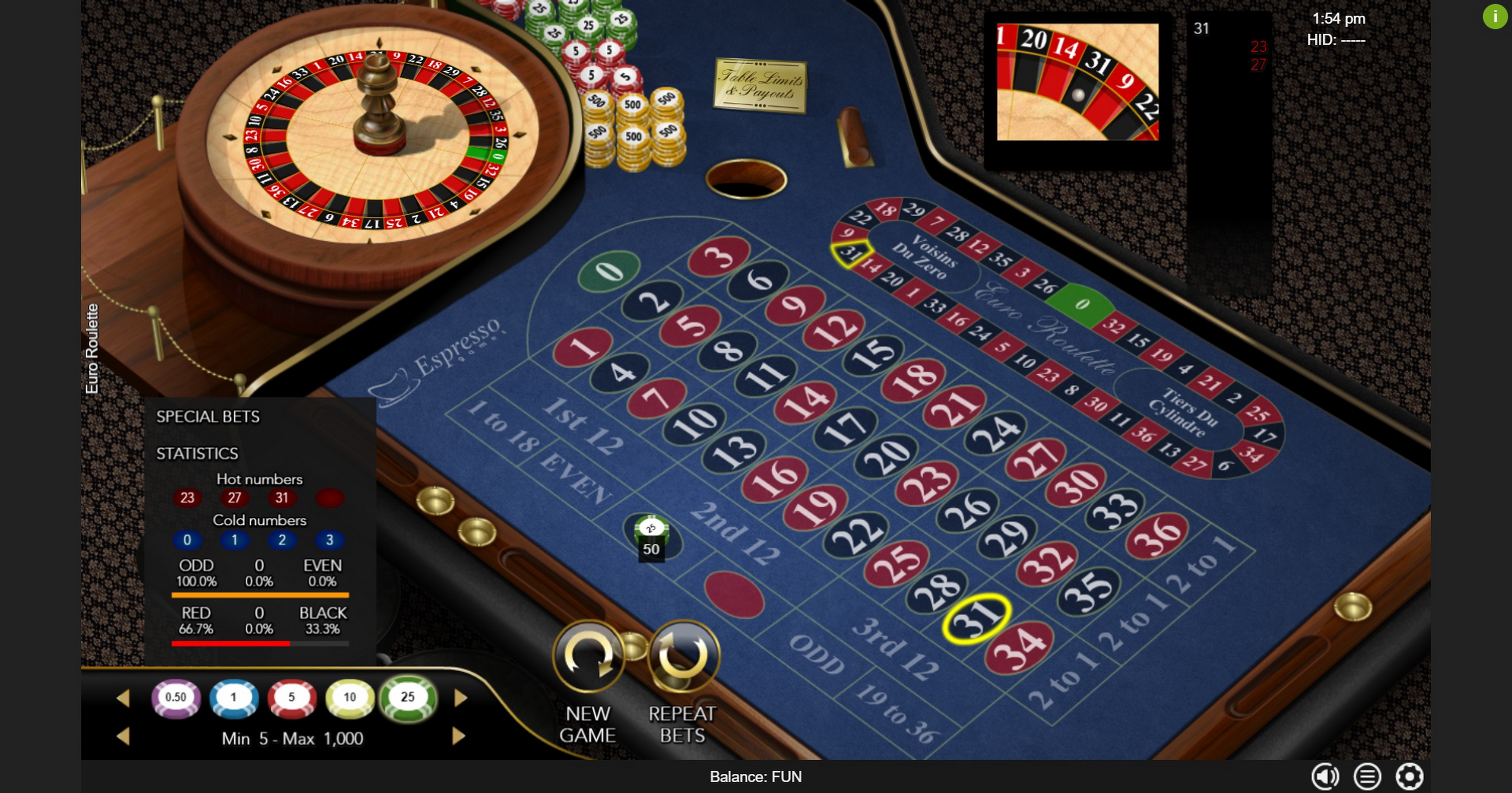 Win Money in Euro Roulette Free Slot Game by Espresso Games