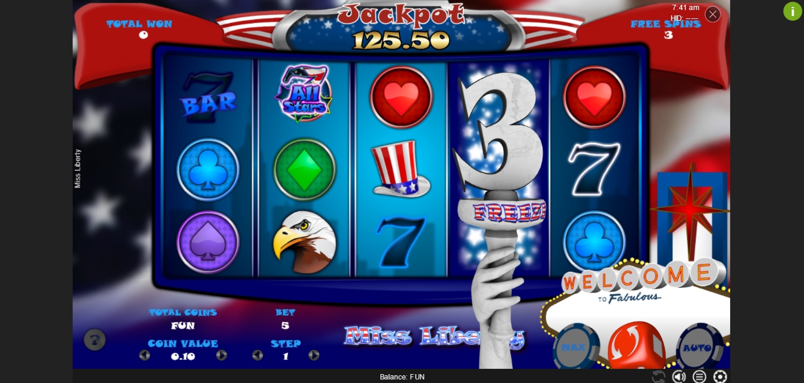 Win Money in Miss Liberty Free Slot Game by Espresso Games