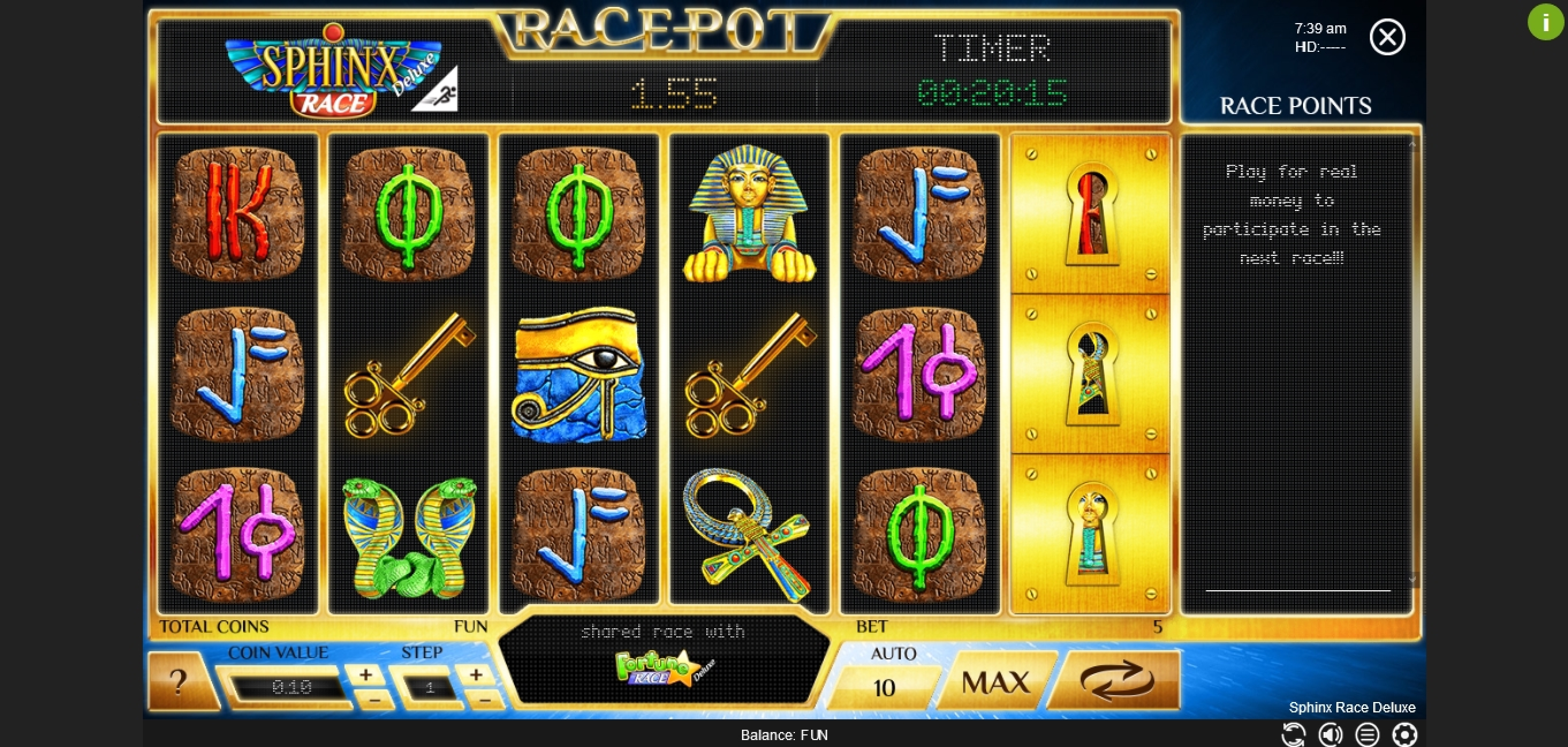 Reels in Sphinx Race Deluxe Slot Game by Espresso Games