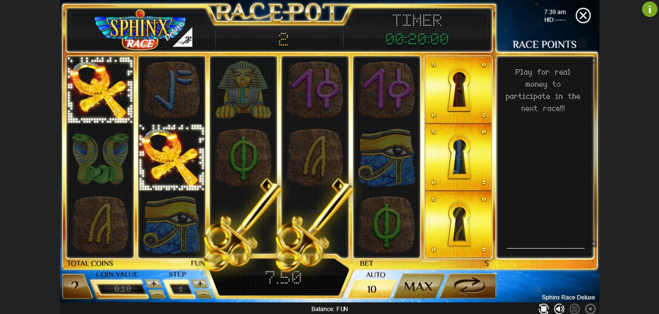 Win Money in Sphinx Race Deluxe Free Slot Game by Espresso Games
