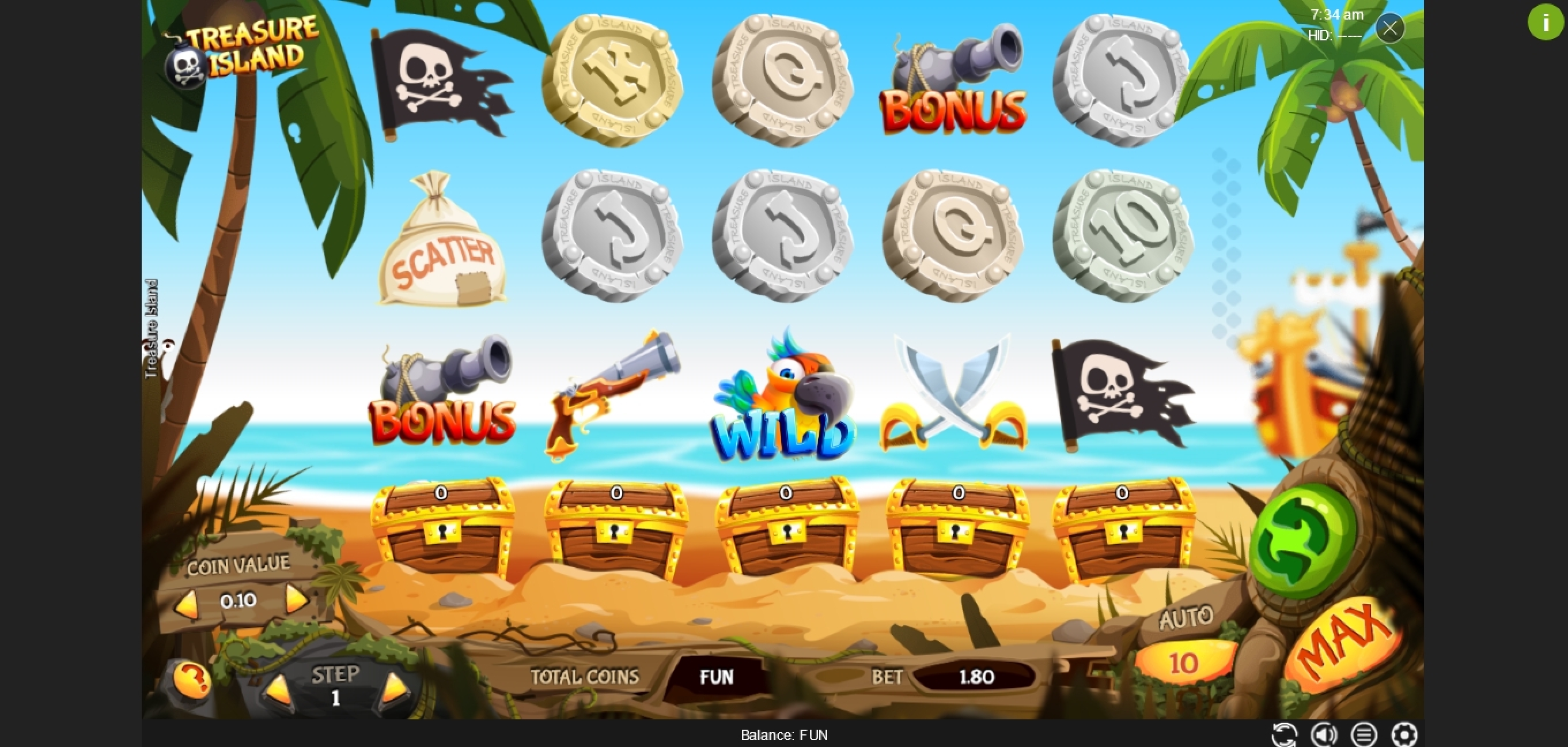 Reels in Treasure Island Slot Game by Espresso Games