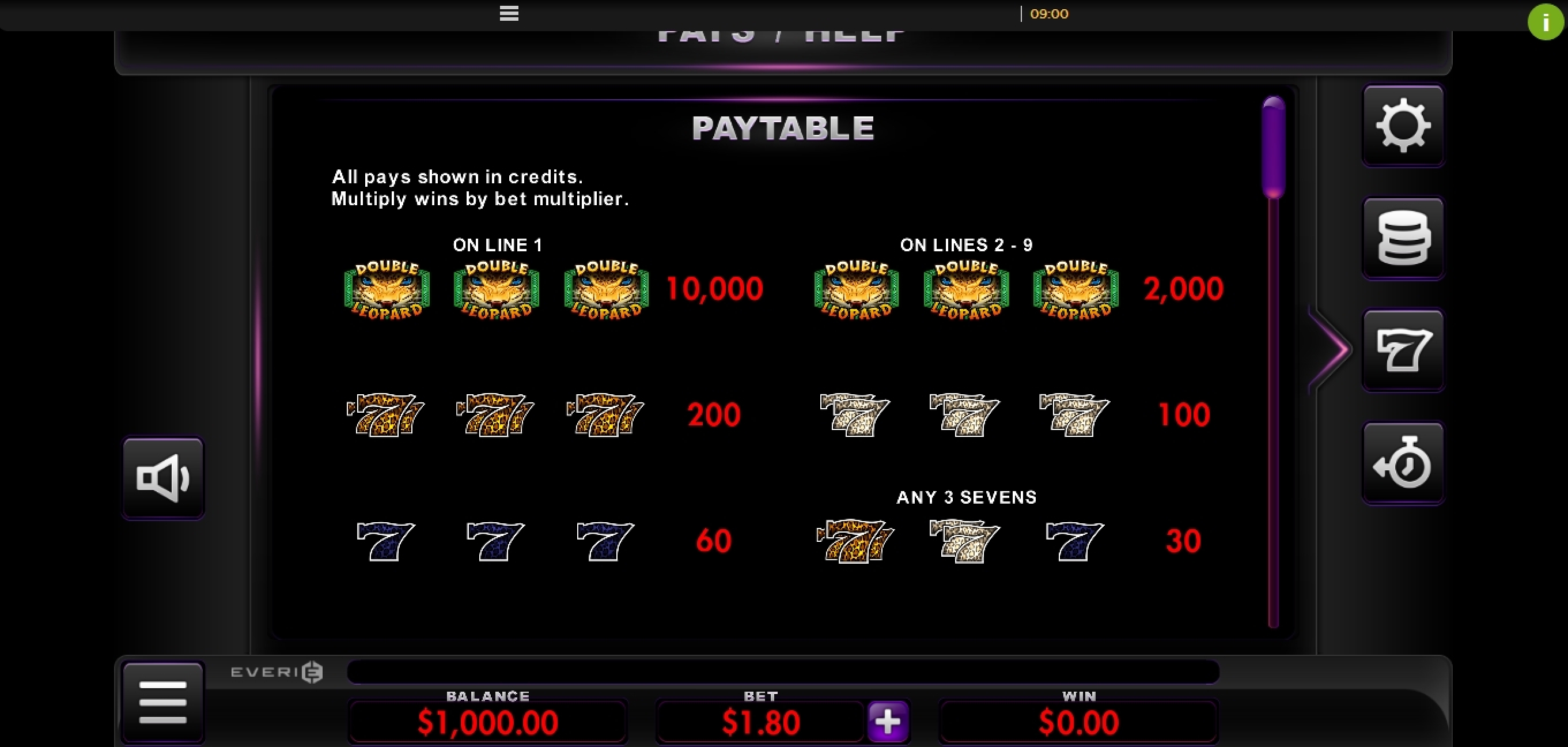 Info of Double Leopard Slot Game by Everi