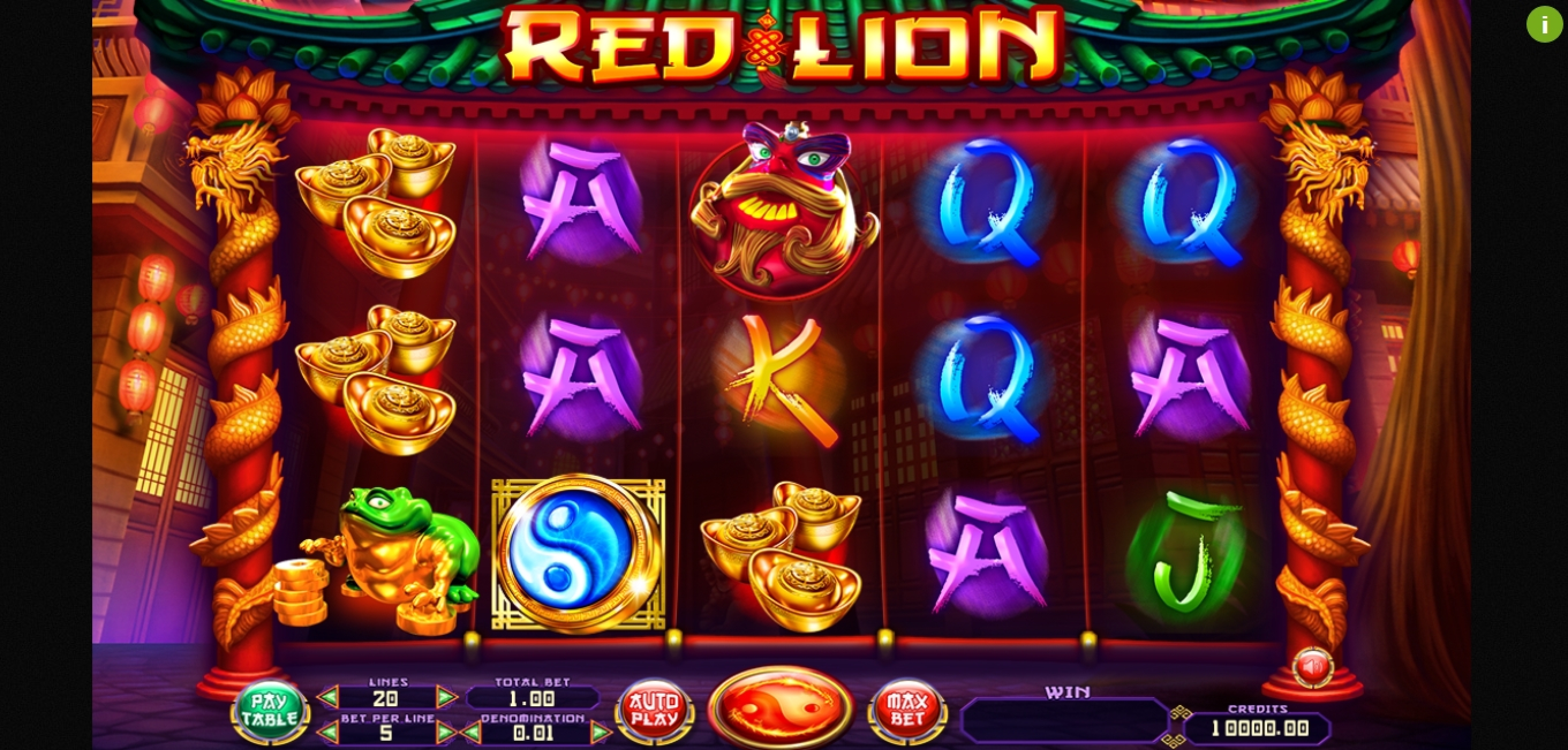 Reels in Red Lion Slot Game by Felix Gaming