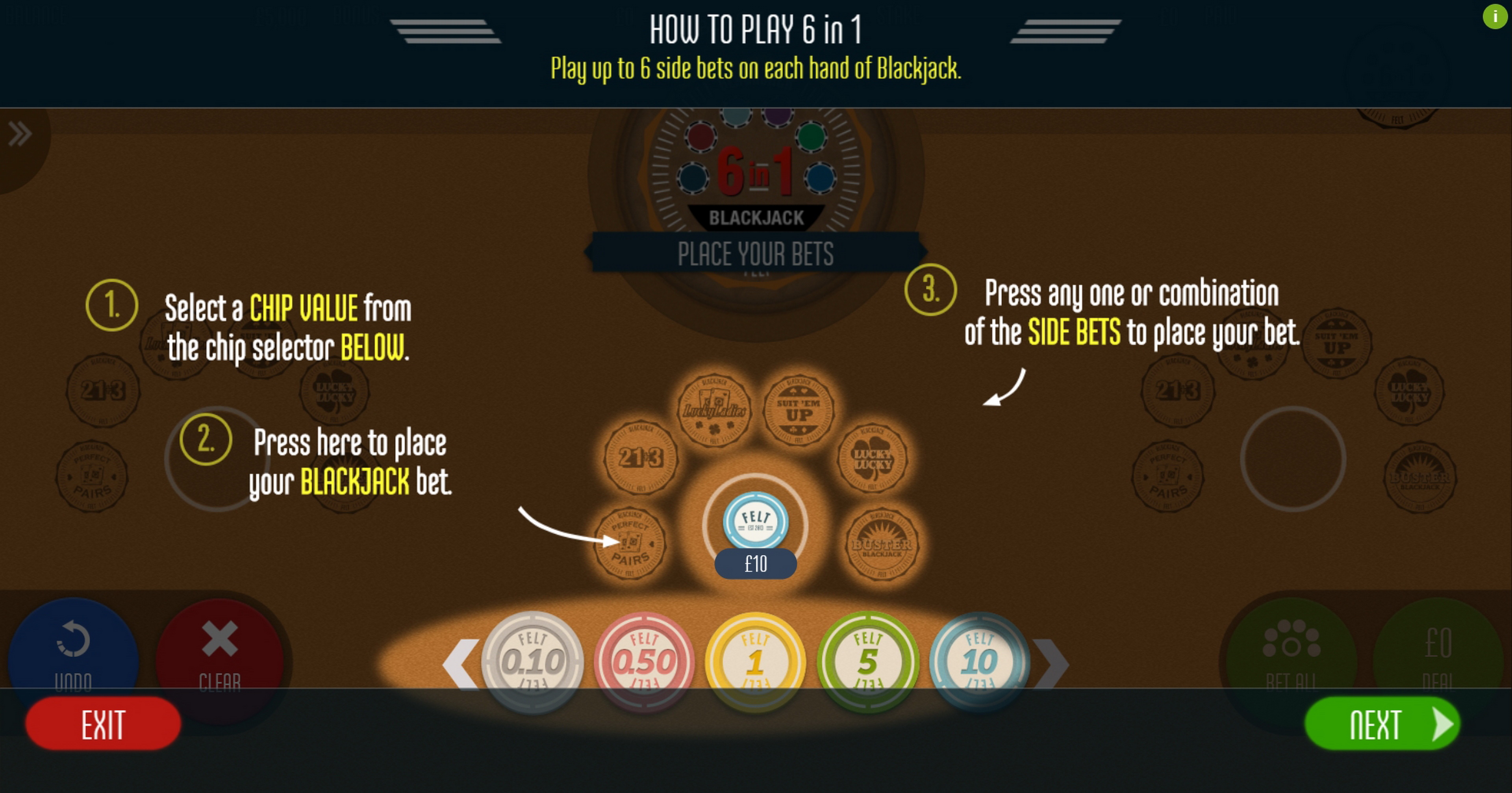 Info of 6 in 1 Blackjack Slot Game by Felt