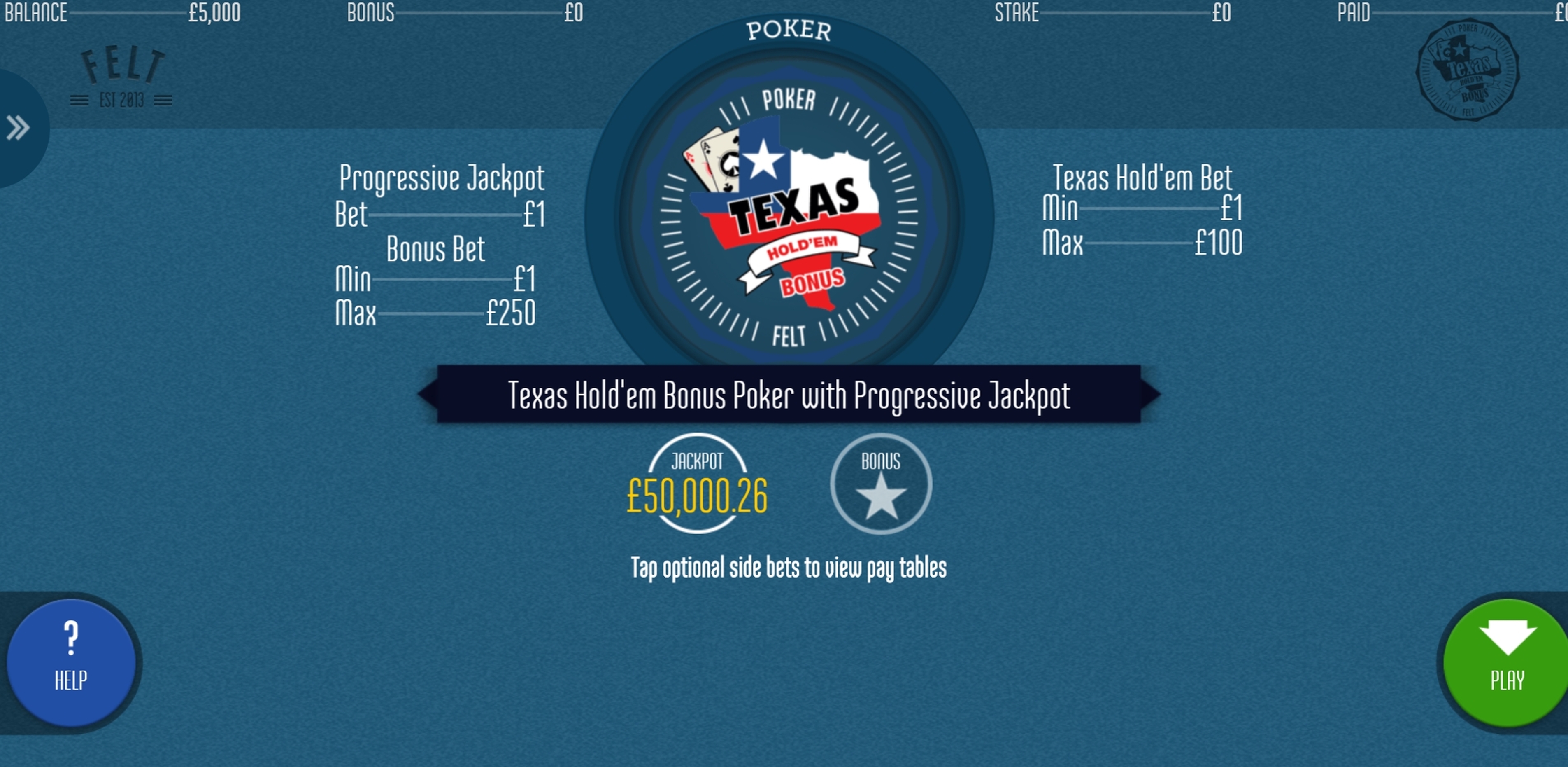 Reels in Texas Hold'em Bonus Slot Game by Felt