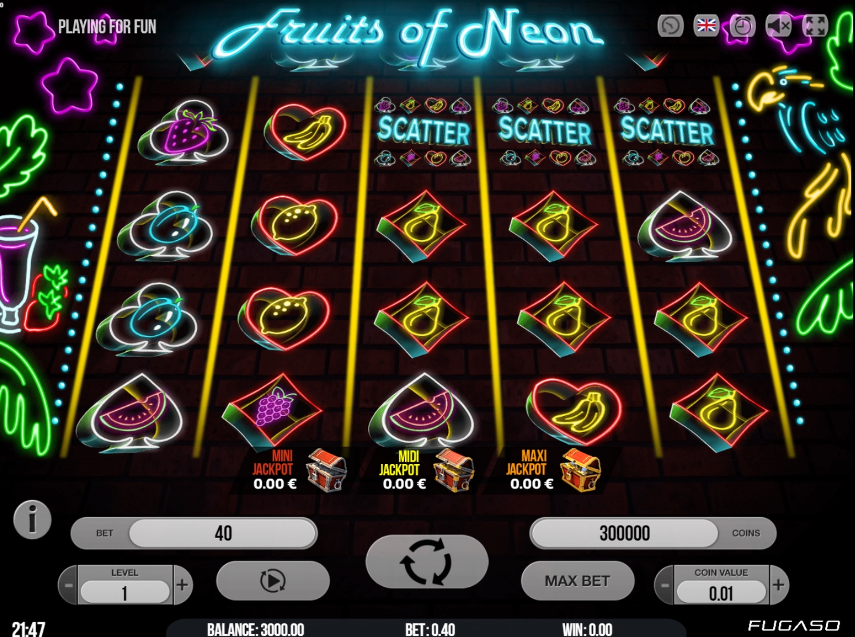 Reels in Fruits of Neon Slot Game by Fugaso