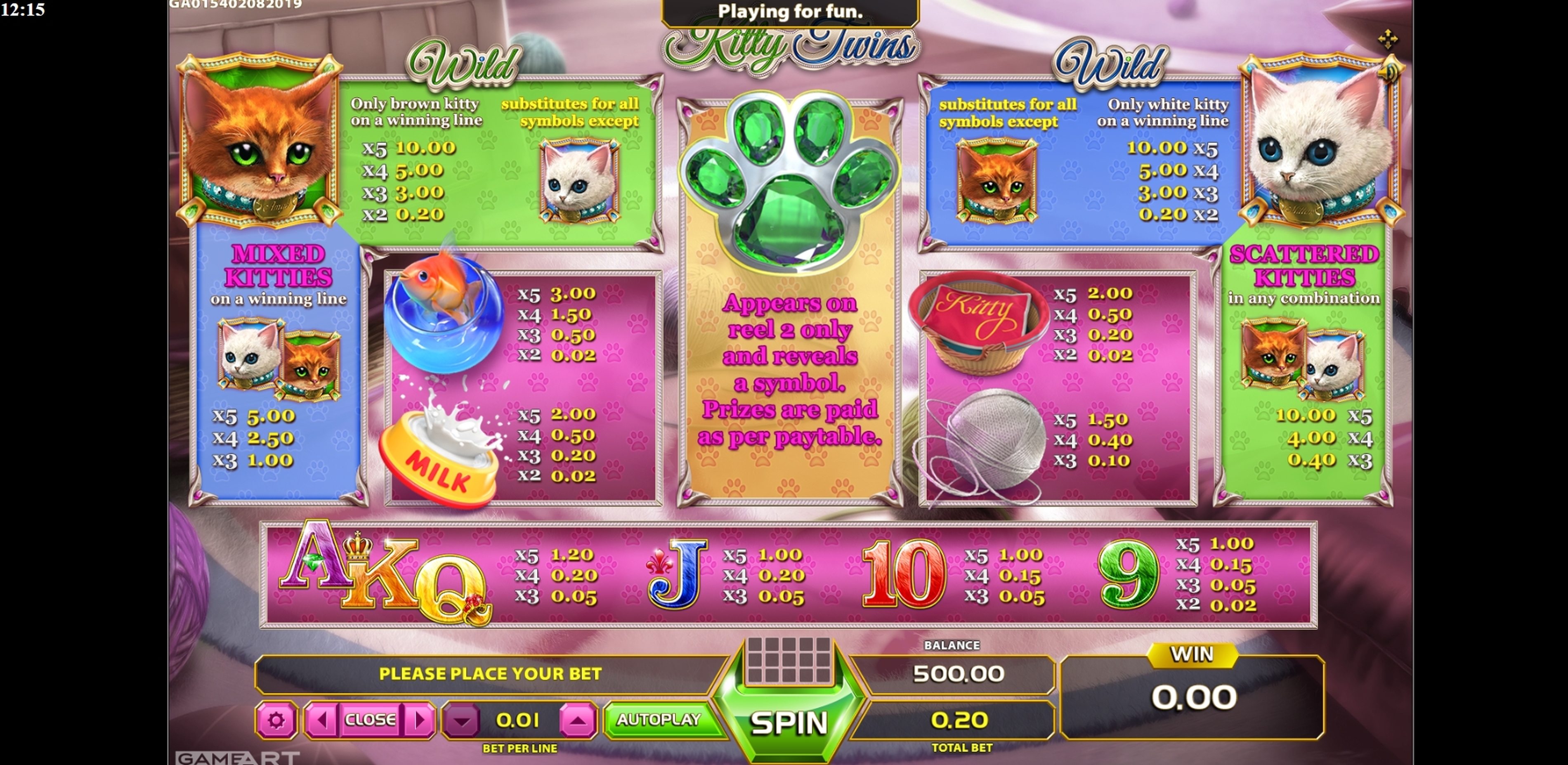 Info of Kitty Twins Slot Game by GameArt