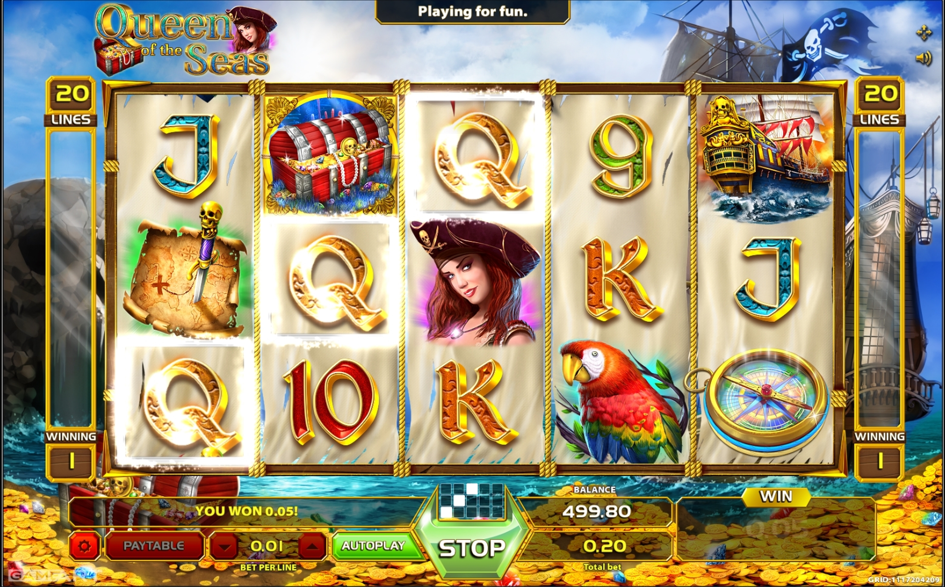 Win Money in Queen Of The Seas Free Slot Game by GameArt
