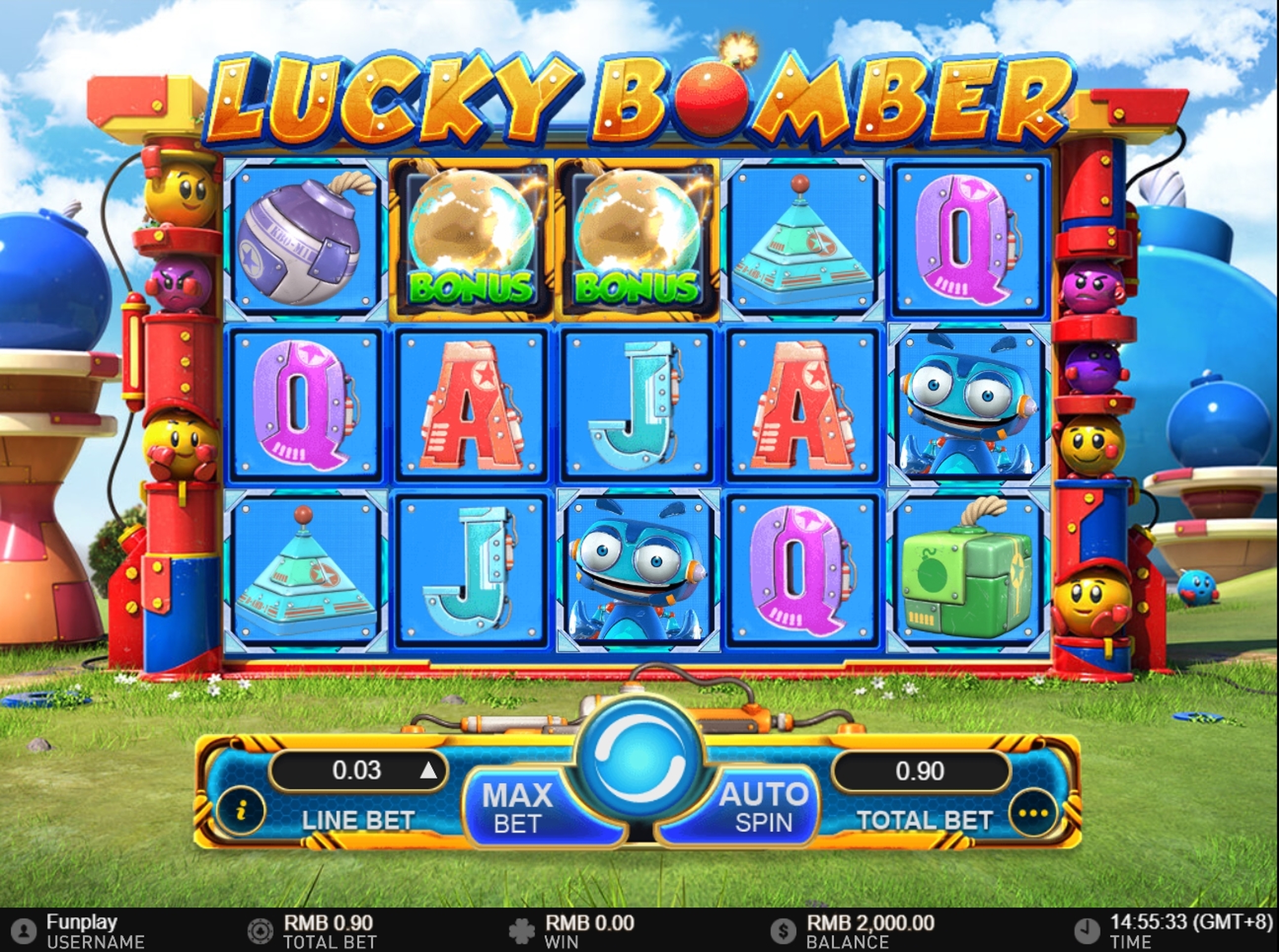 Reels in Lucky Bomber Slot Game by Gameplay Interactive