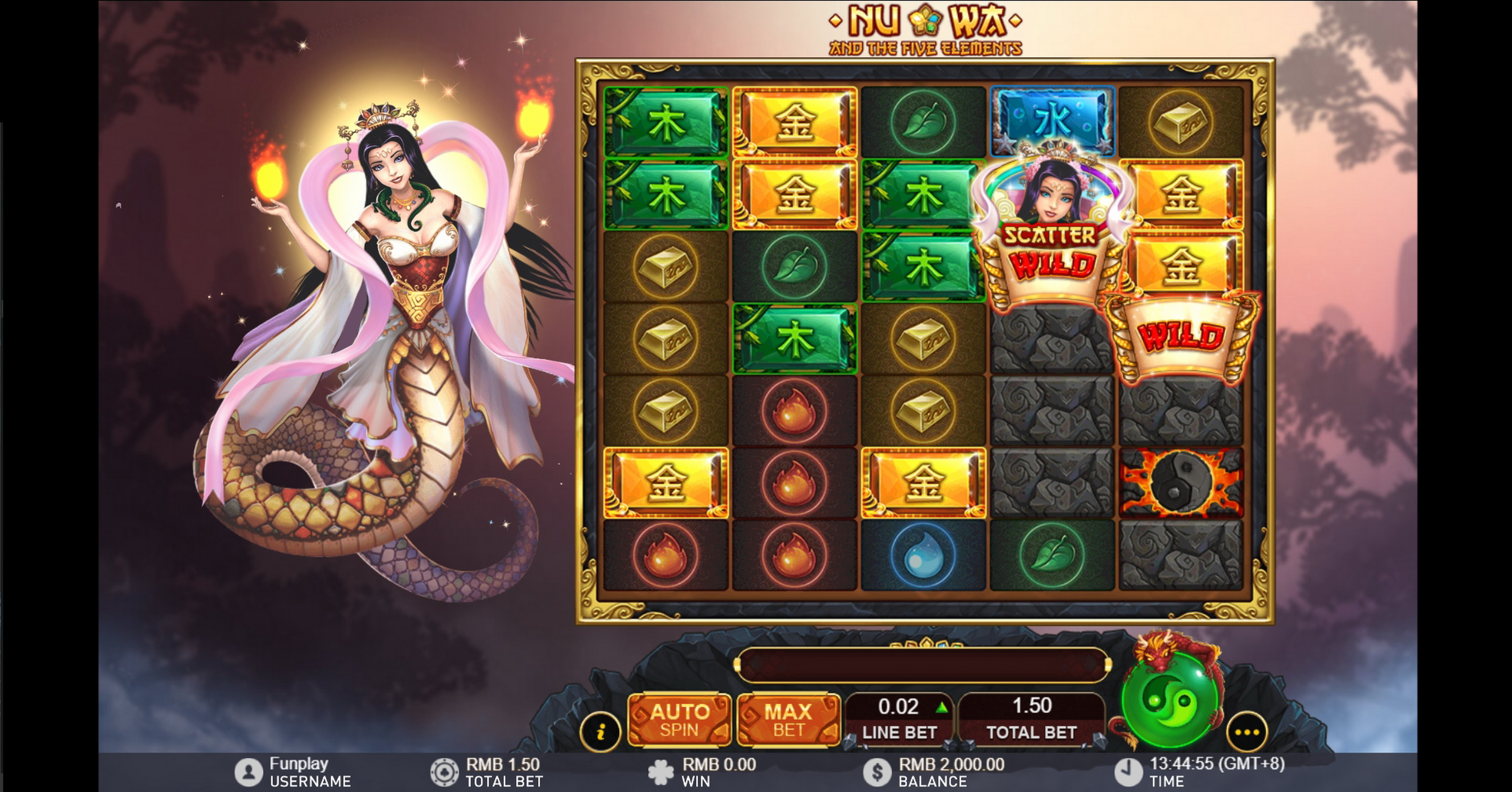 Reels in Nuwa And The Five Elements Slot Game by Gameplay Interactive