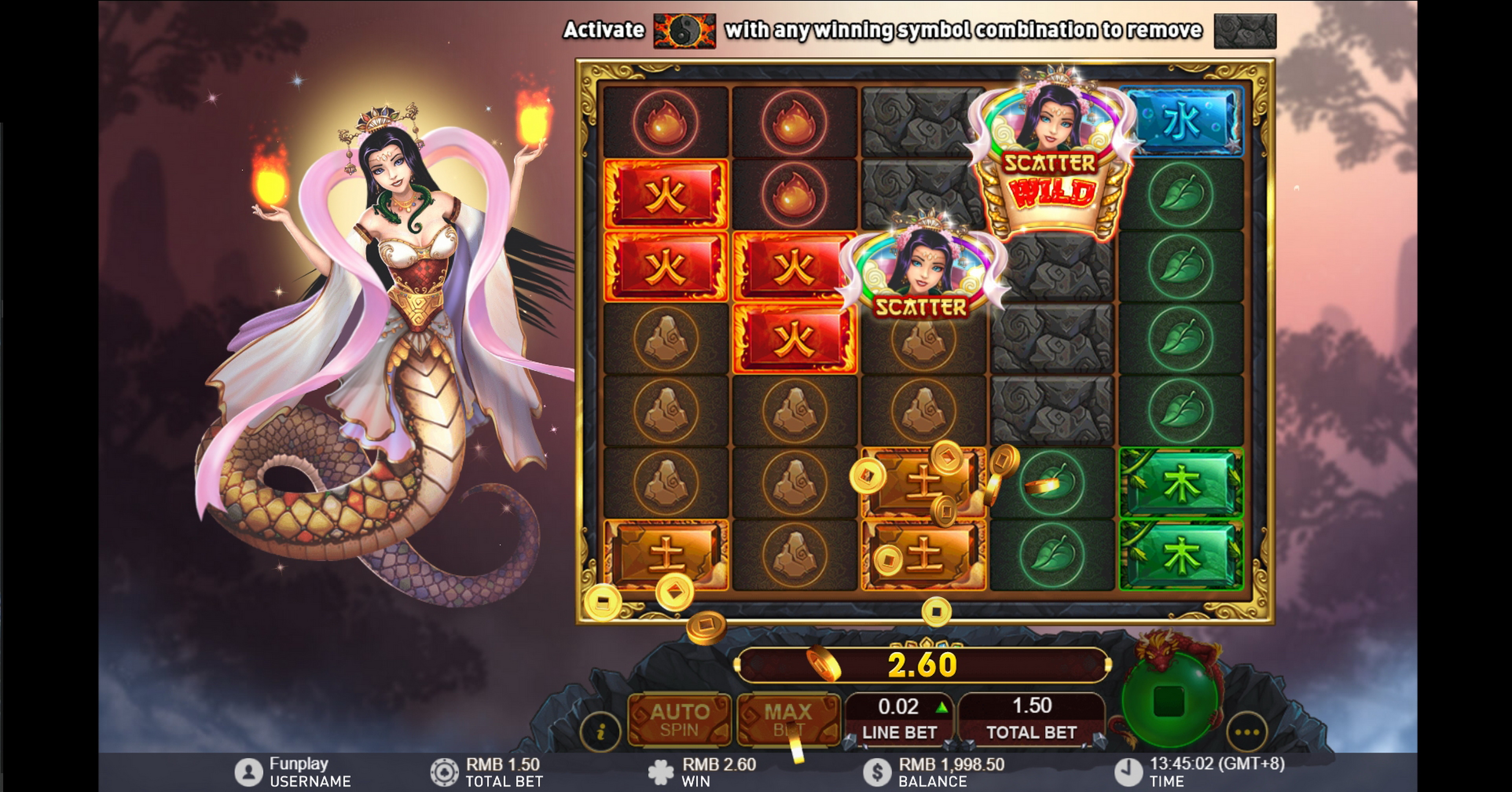 Win Money in Nuwa And The Five Elements Free Slot Game by Gameplay Interactive