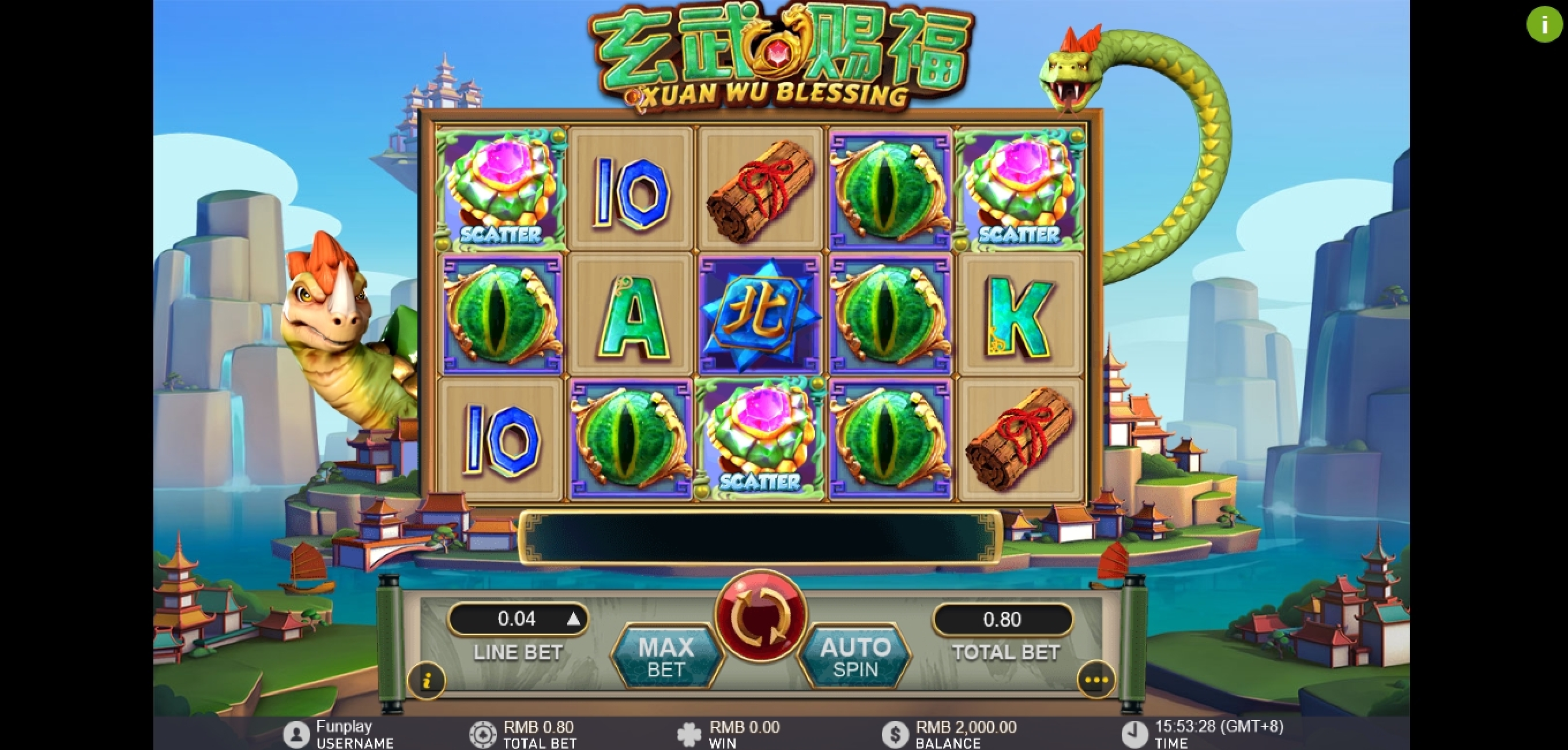Reels in Xuan Wu Blessing Slot Game by Gameplay Interactive