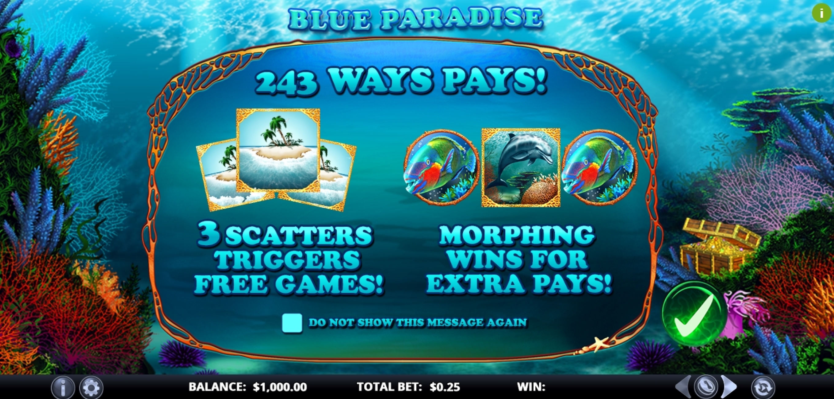 Play Blue Paradise Free Casino Slot Game by Games Lab