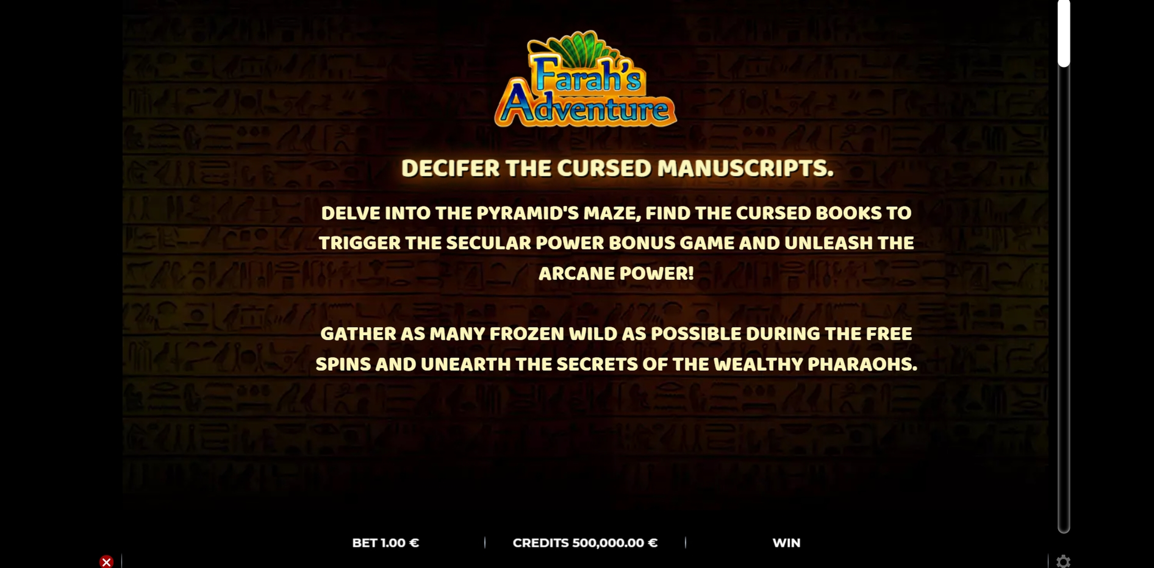 Info of Farahs Adventure Slot Game by GAMING1