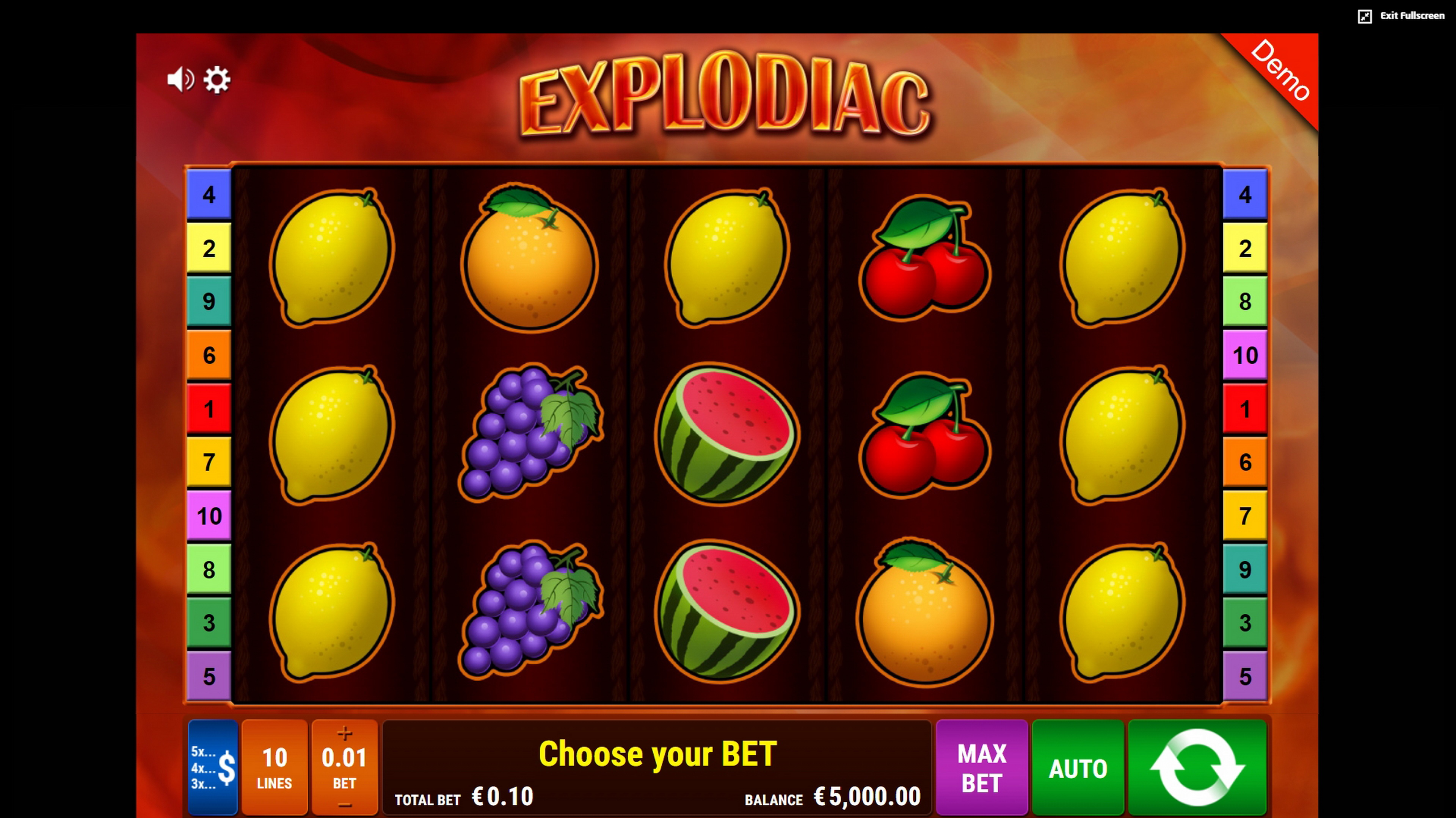 Reels in Explodiac Slot Game by Gamomat