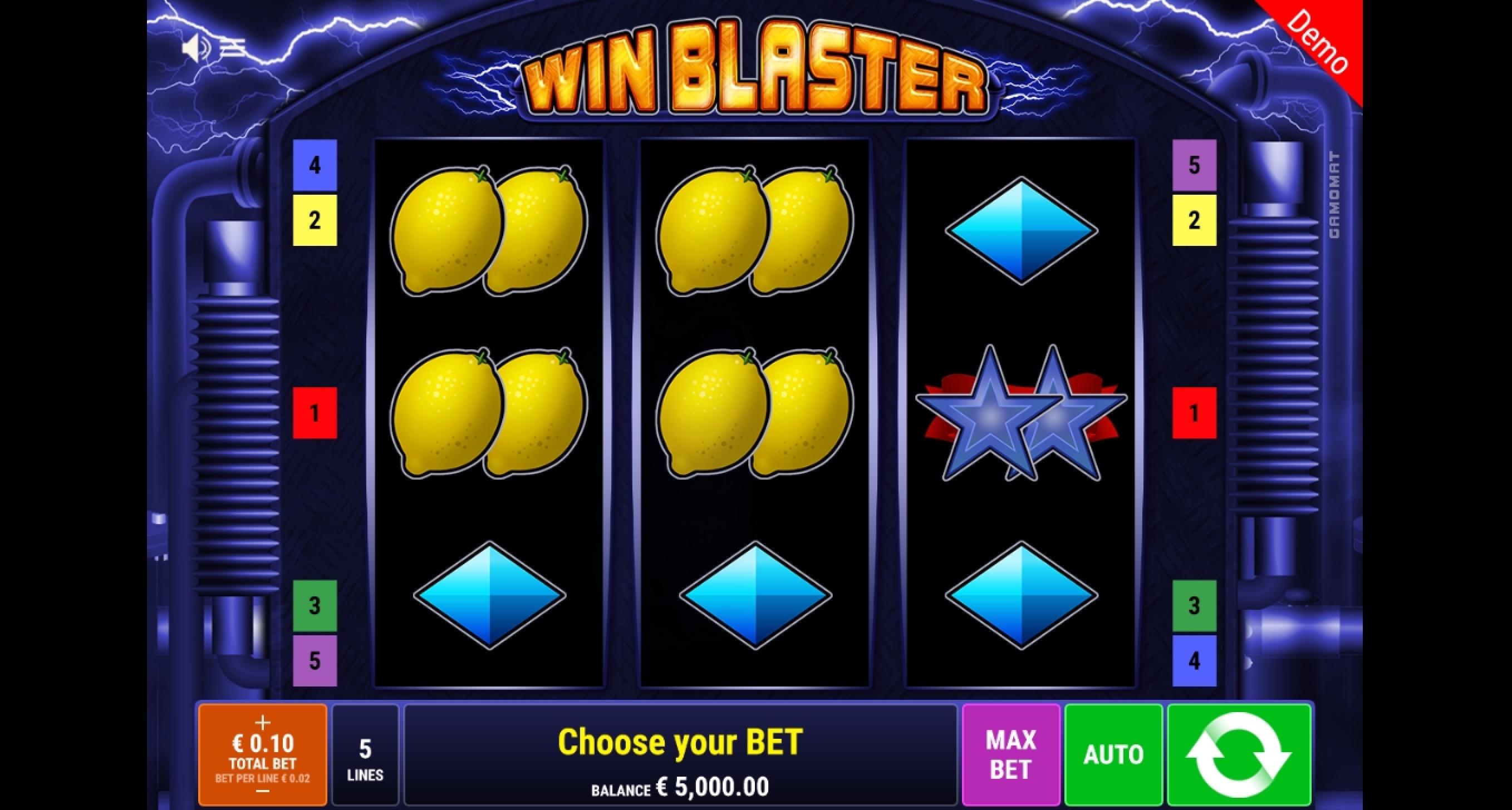Reels in Win Blaster Slot Game by Gamomat
