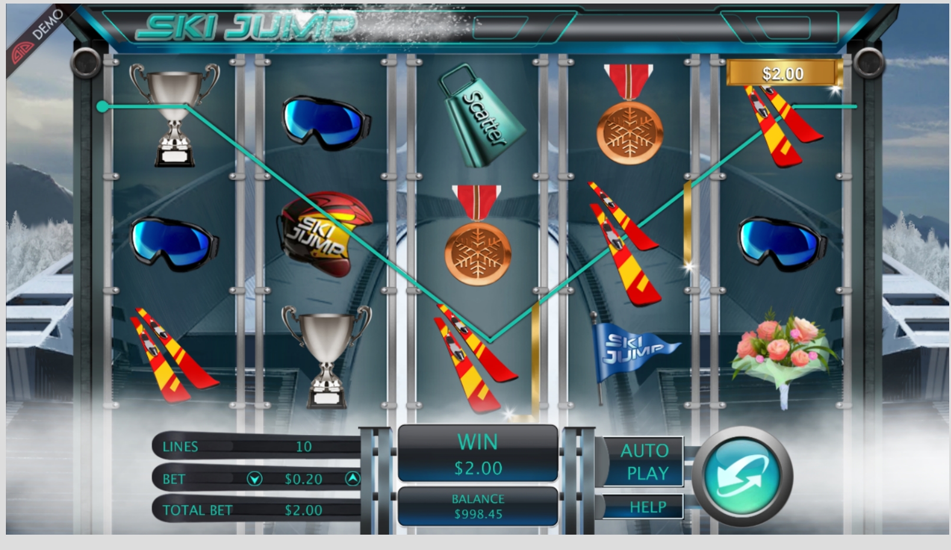 Win Money in Ski Jump Free Slot Game by Genesis Gaming