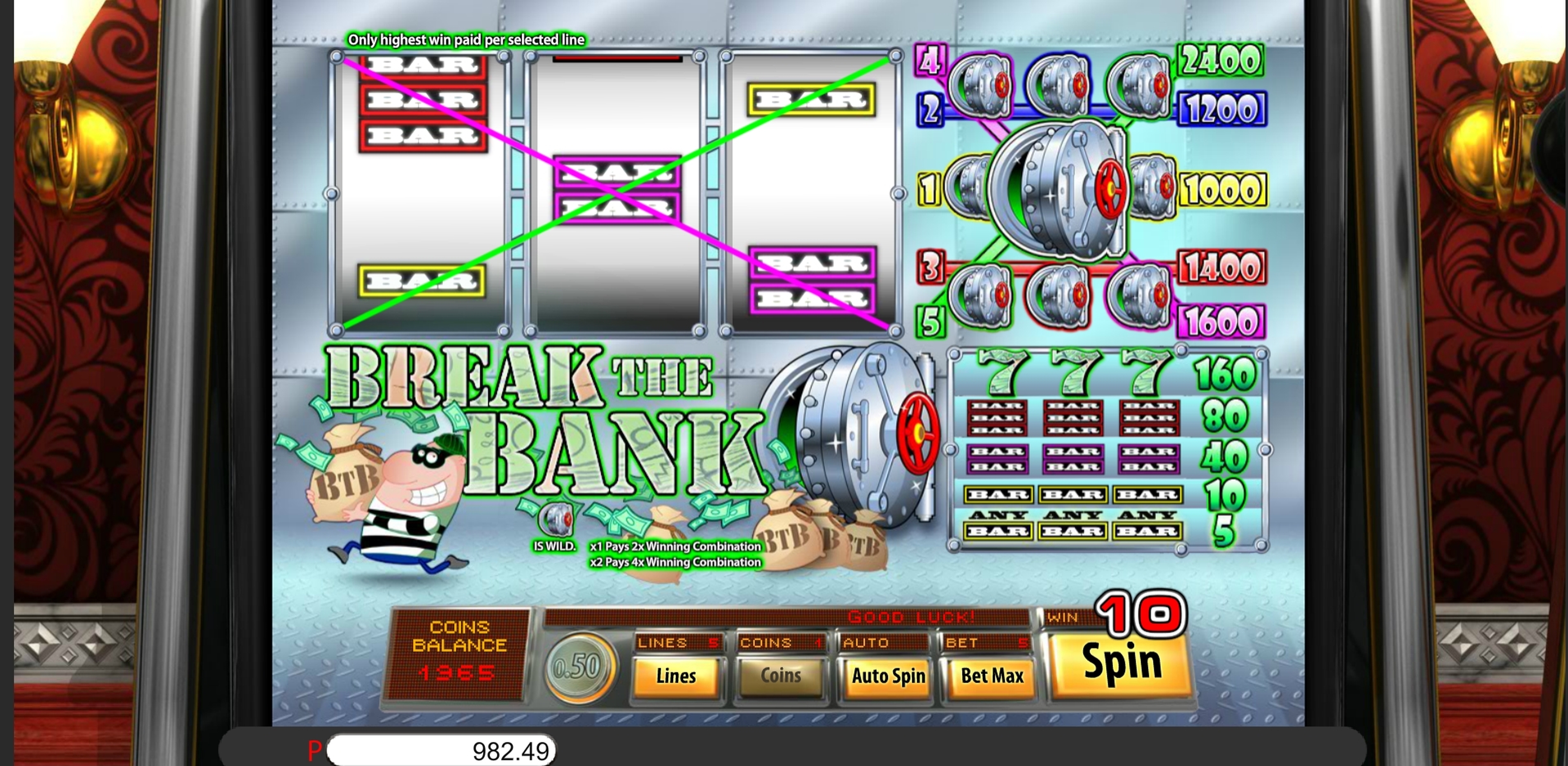 Win Money in Break the Bank Free Slot Game by Genii