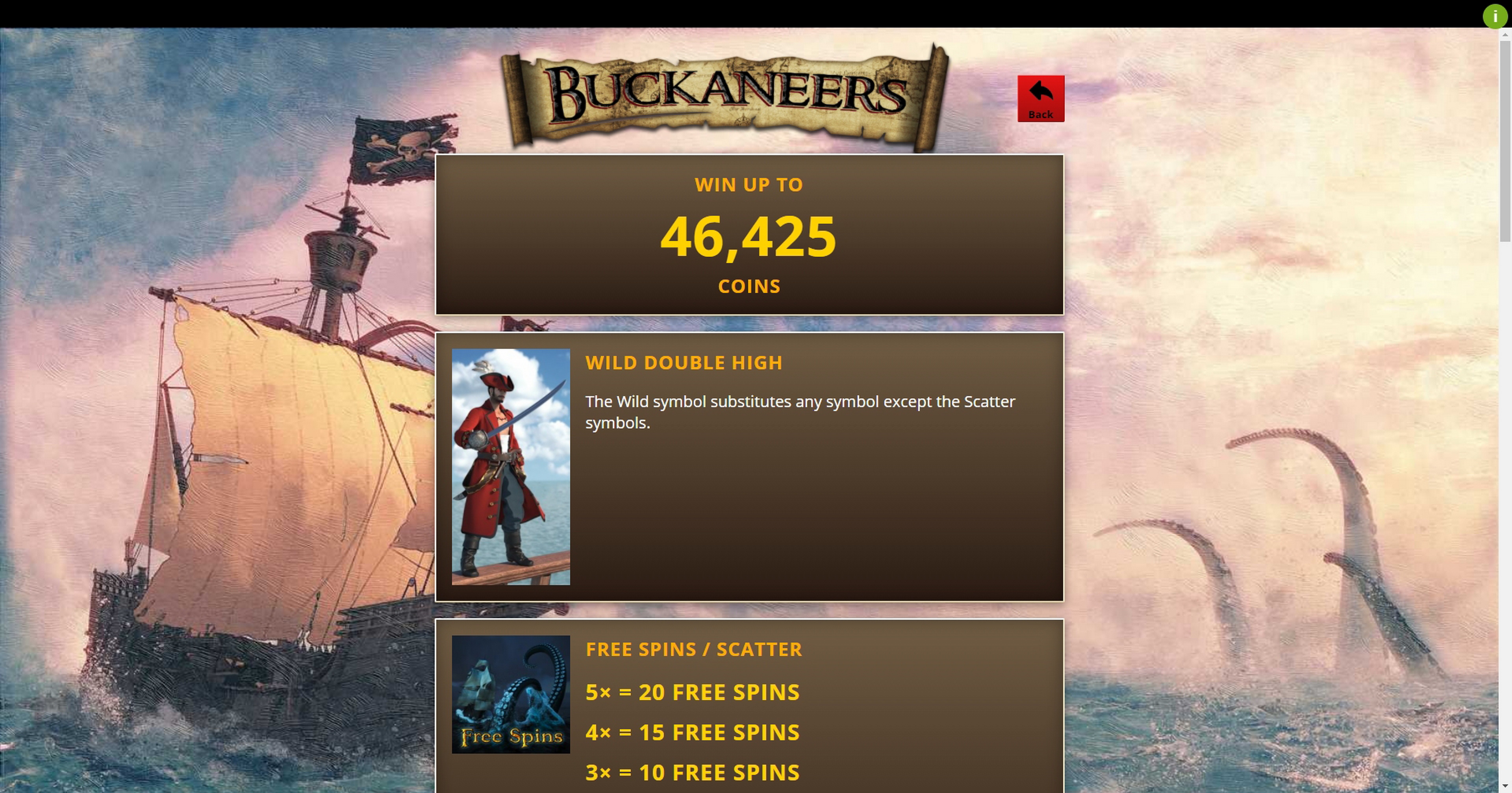 Info of Buckaneers Slot Game by Genii