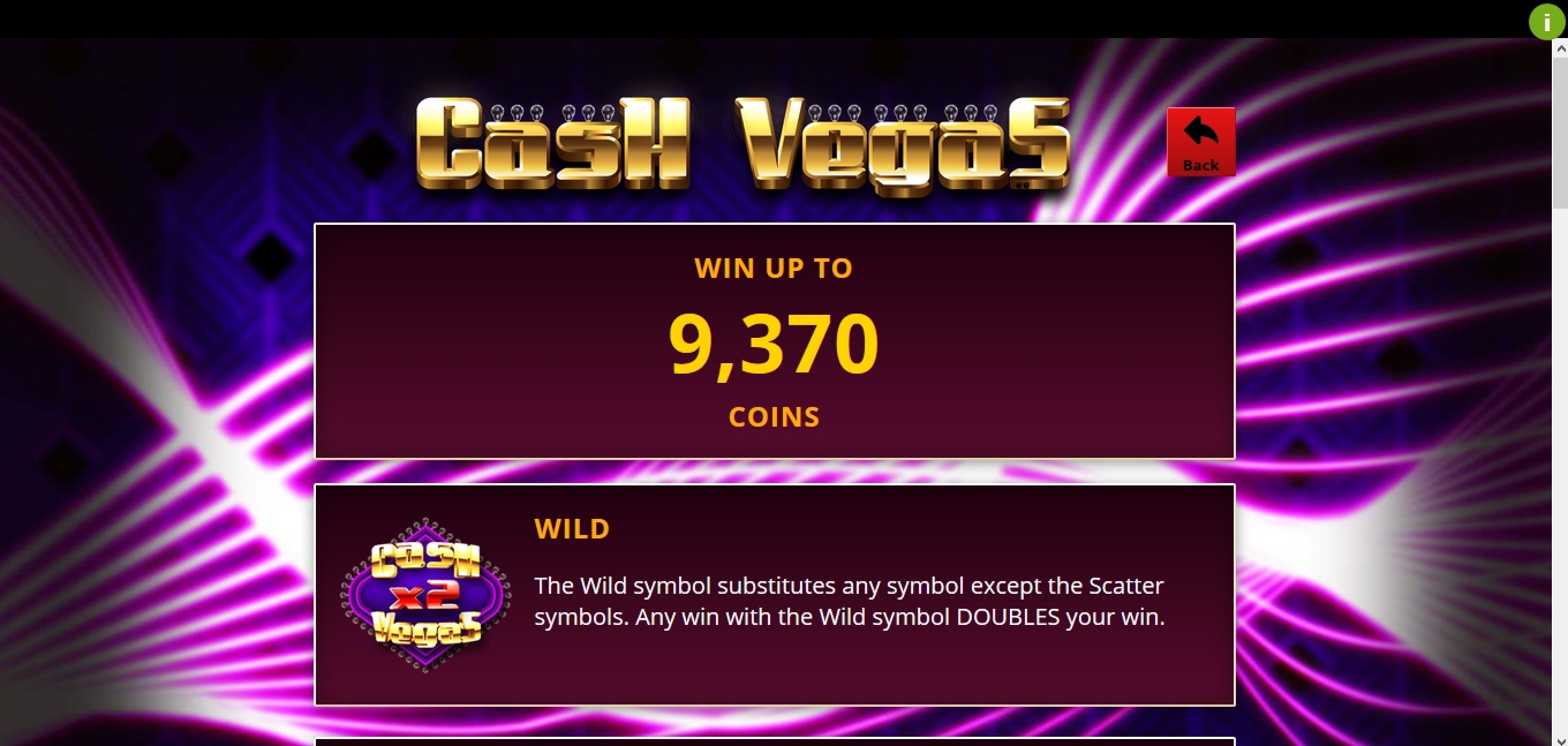 Info of Cash Vegas Slot Game by Genii