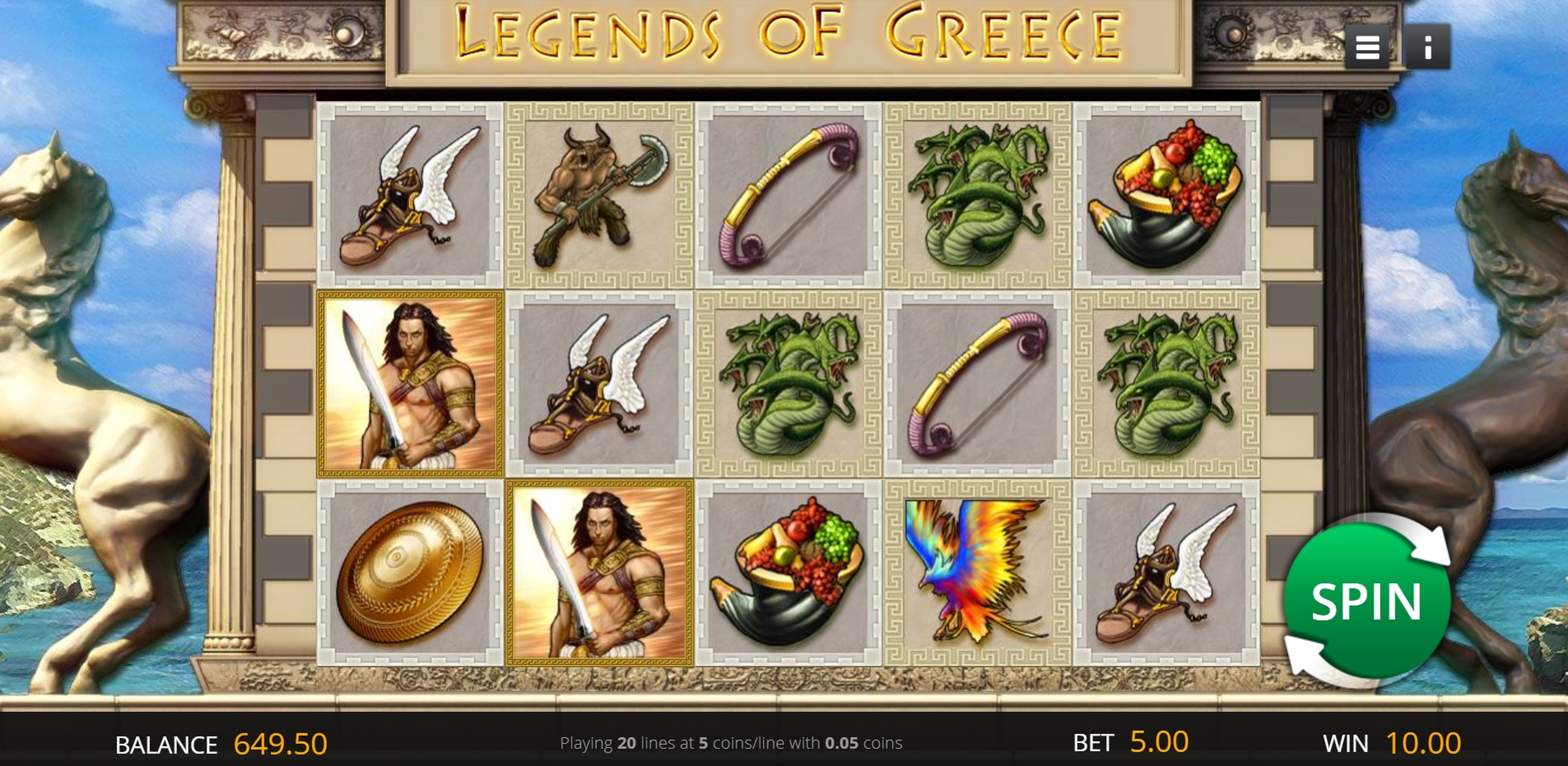 Reels in Legends of Greece Slot Game by Genii