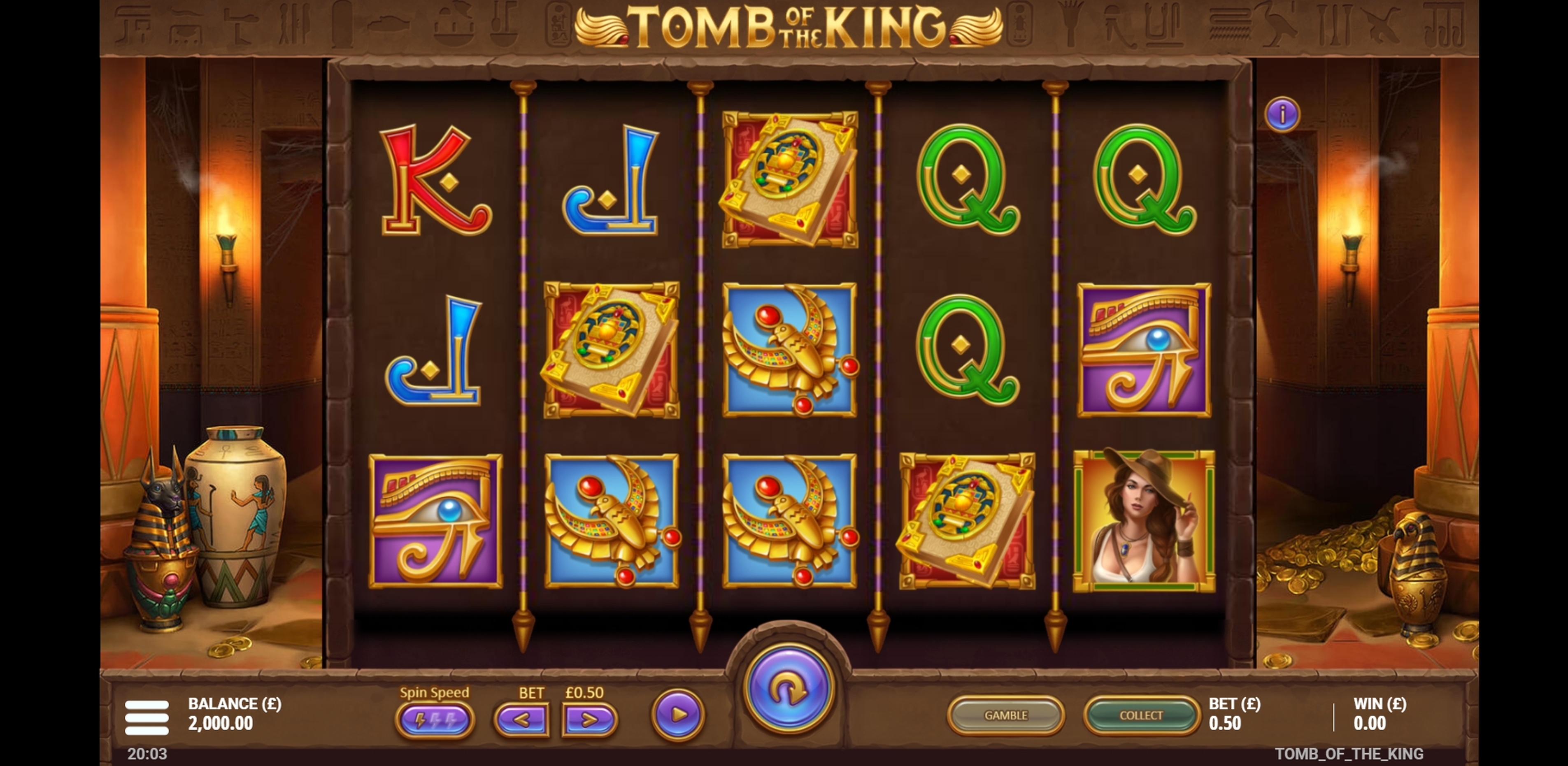 Reels in Tomb of the King Slot Game by Gluck Games
