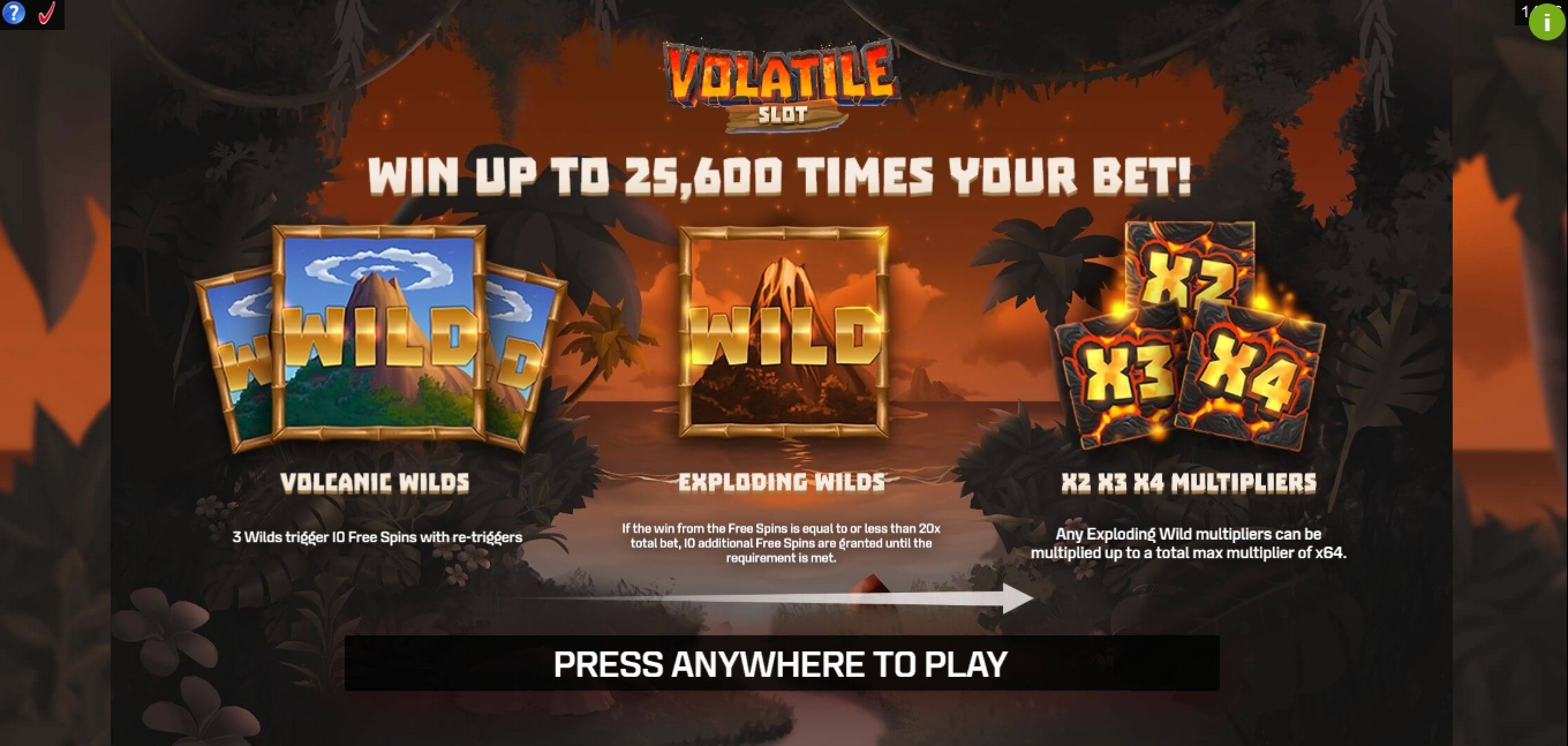 Play Volatile Slot Free Casino Slot Game by Golden Rock Studios