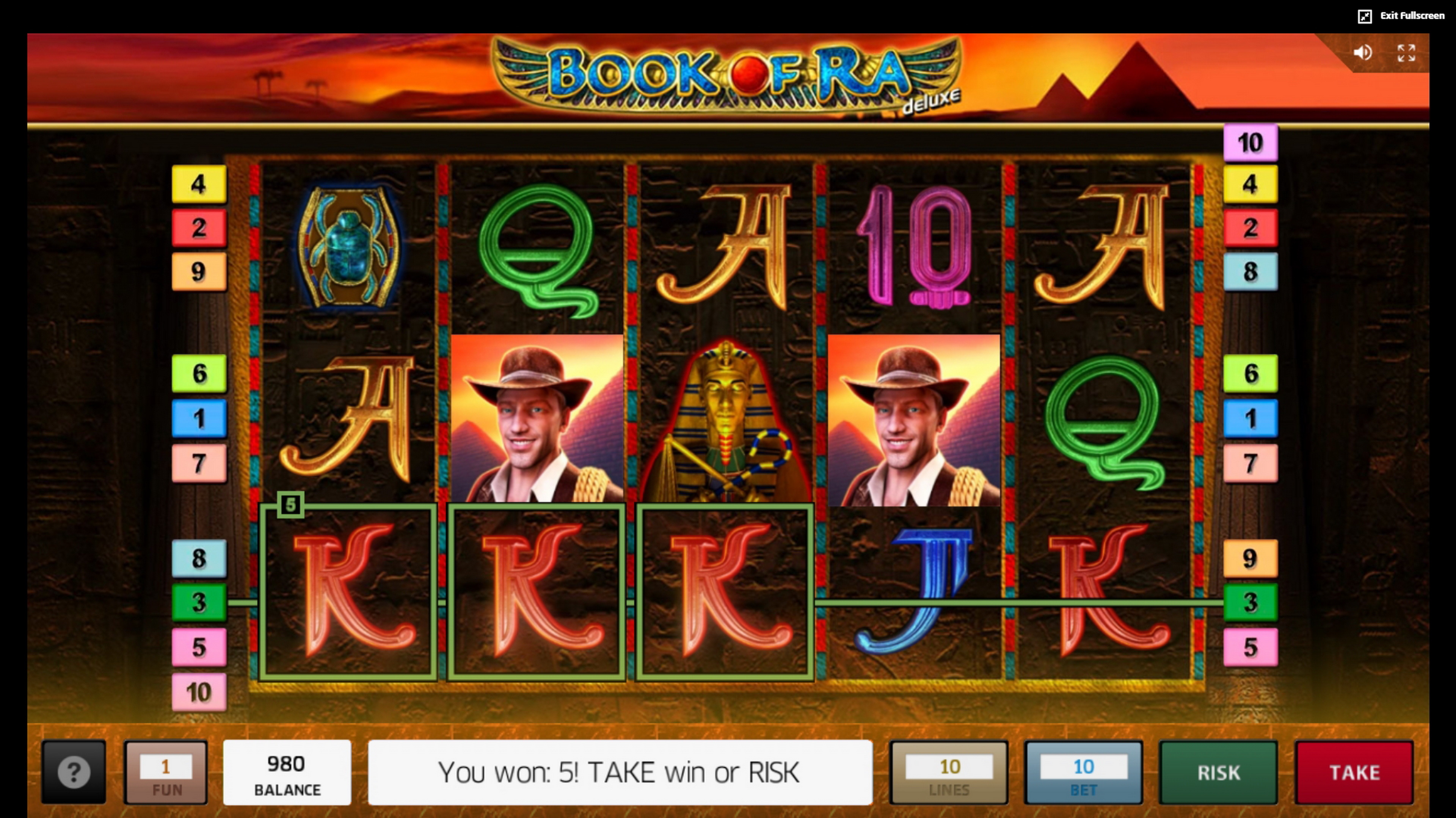 Win Money in Book of Ra deluxe Free Slot Game by Greentube