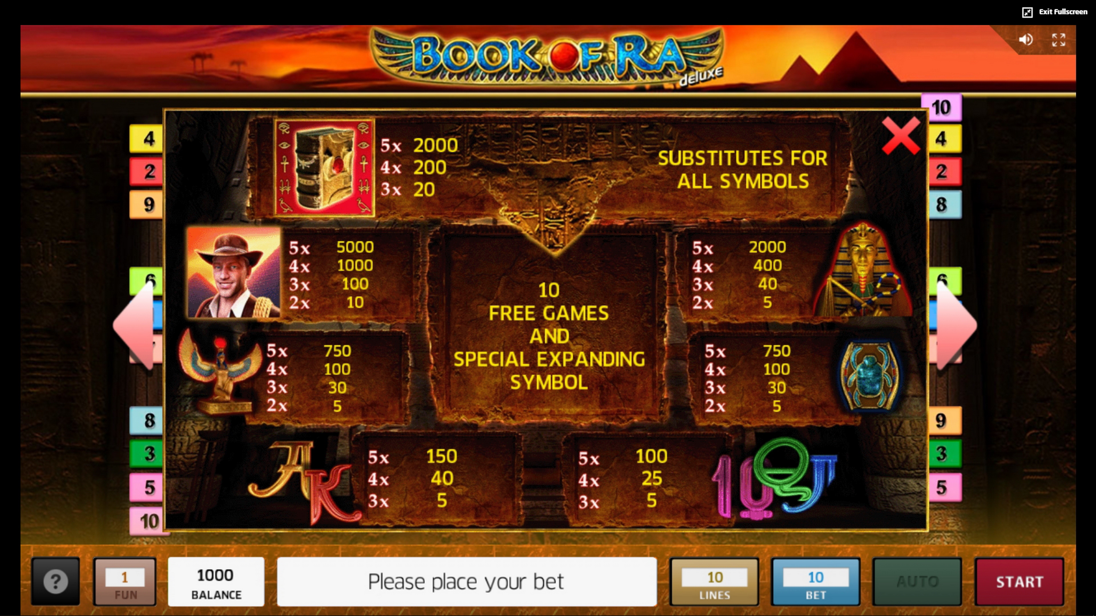 Info of Book of Ra Slot Game by Greentube
